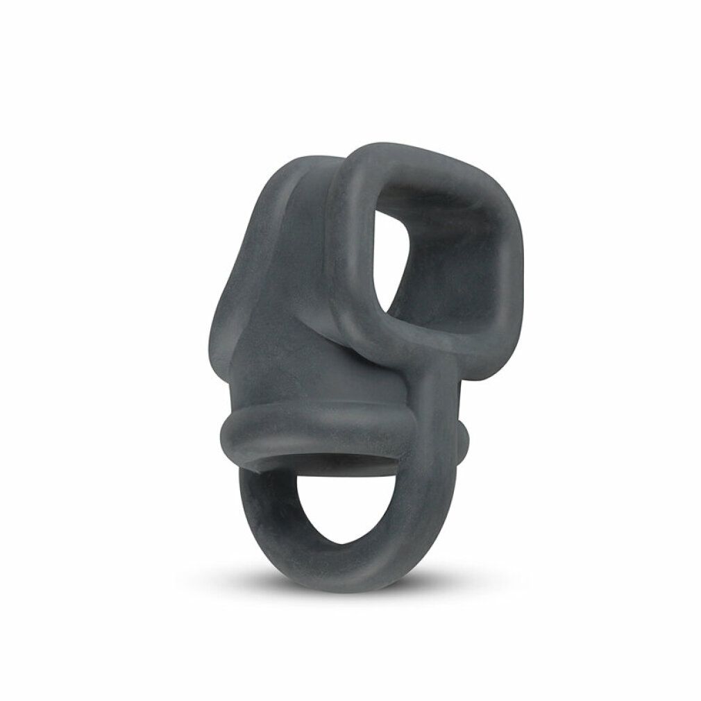 Graues Silikon-Produkt mit ringförmiger Basis und rechteckiger Öffnung. Oberteil mit Öffnung.