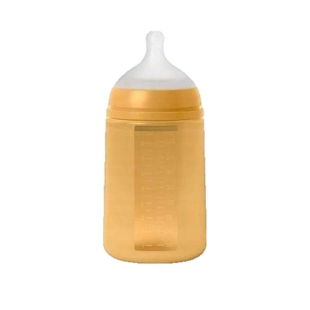Suavinex Babyflasche 240 ml, Silikon, symmetrischer SX Pro Sauger, ab 3 Monaten, senfgelb