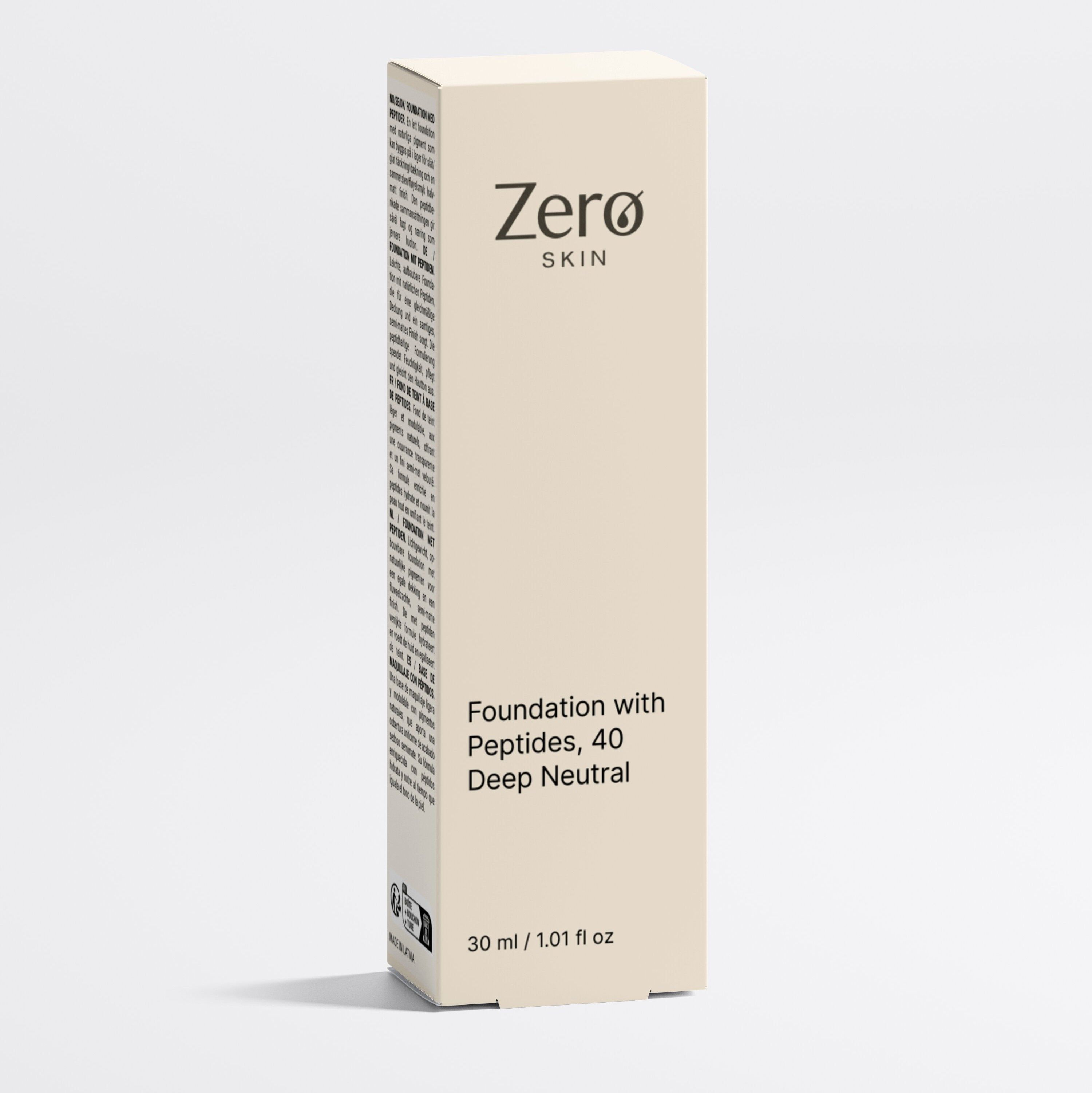 Zero Skin Foundation mit Peptiden, 40 Deep Neutral - hautpflegende Formel mit Hyaluronsäure
