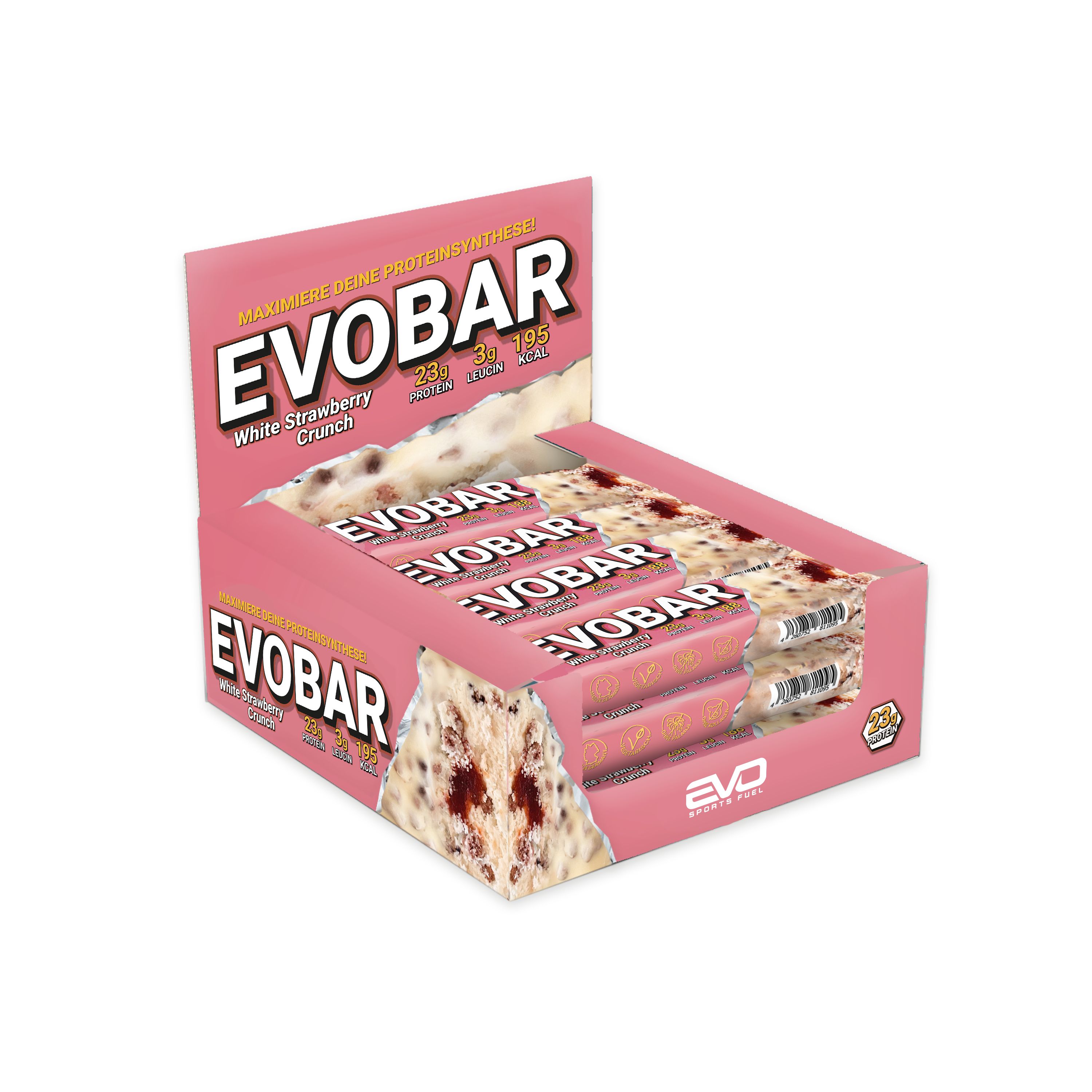 EVO Evobar White Strawberry Crunch 12x60 g Riegel