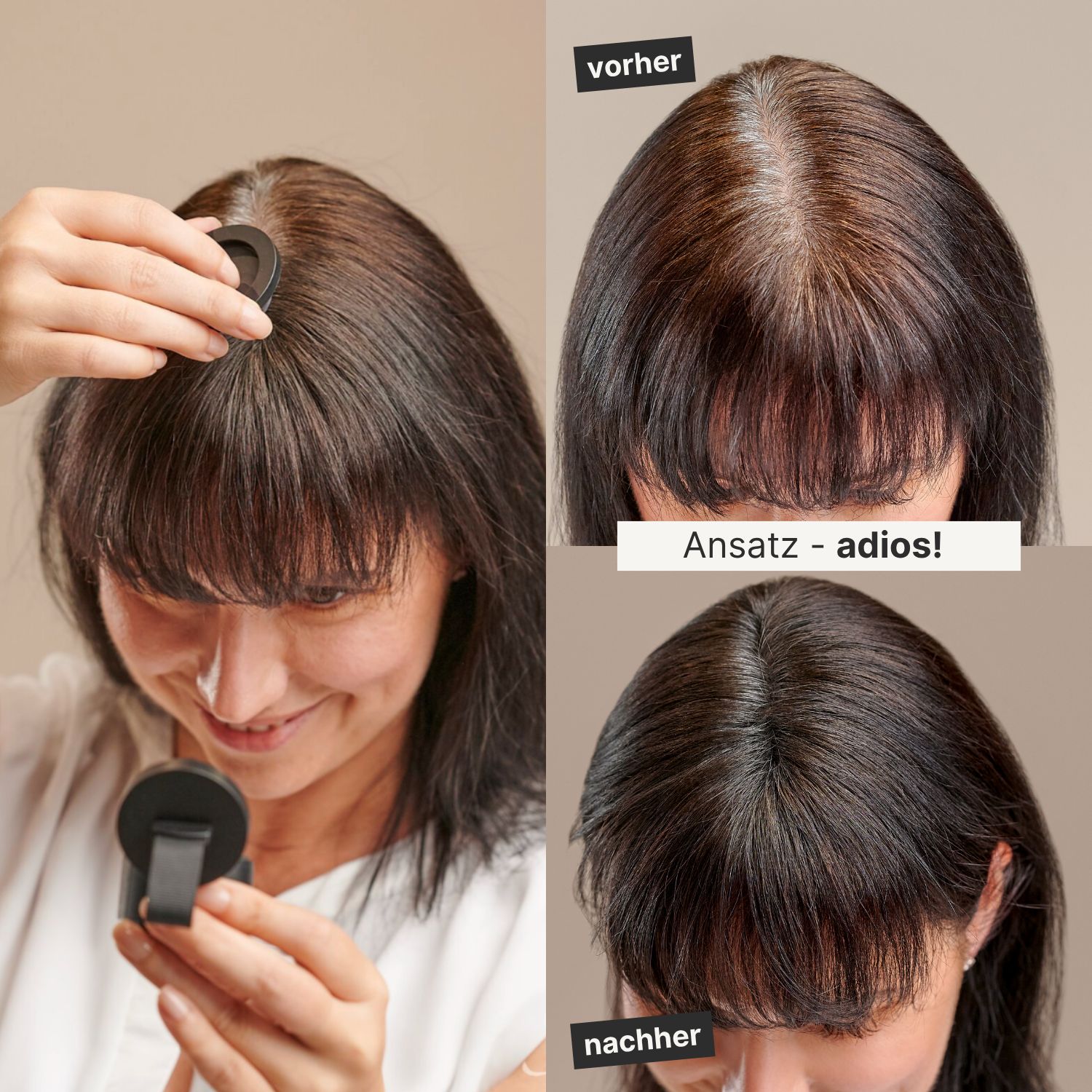 IMPERIO® Ansatzpuder - kaschiert herauswachsende Ansätze & kahle Stellen im Haar