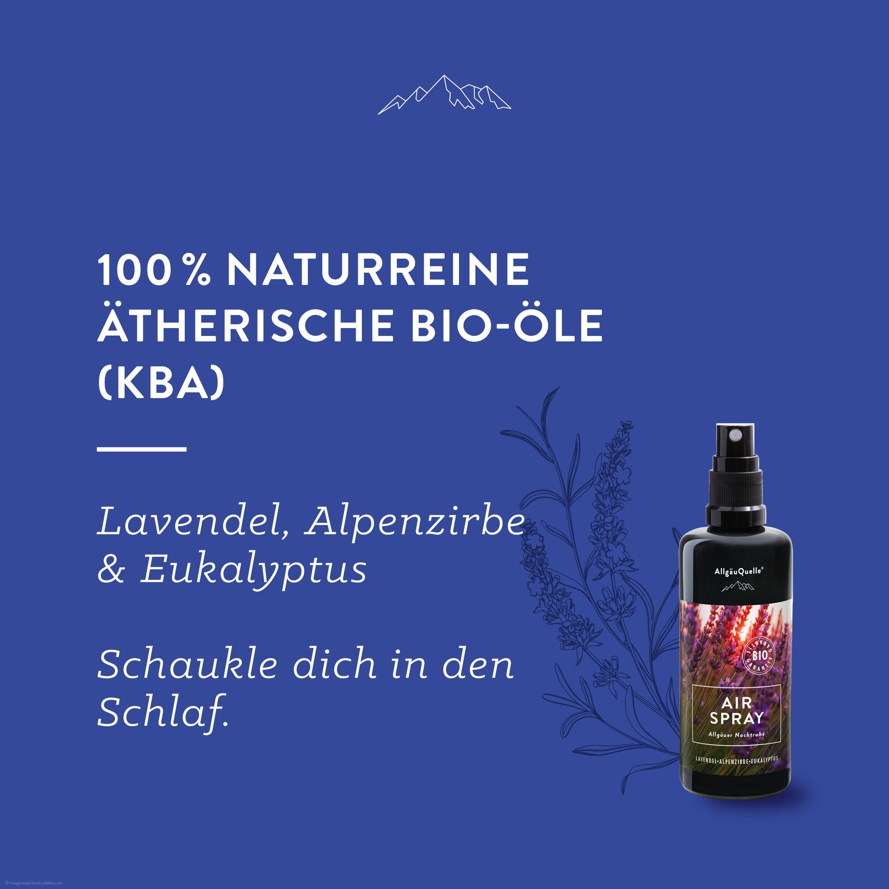 Allgäuquelle Bio Raumspray Lufterfrischer Duftspray Airspray Lavendel, Alpenzirpe und Eukalyptus