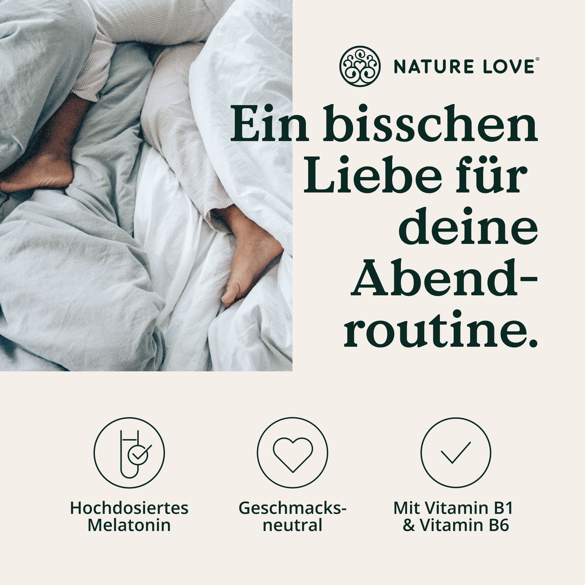 NATURE LOVE® Melatoninspray – geschmacksneutral – ohne Alkohol – 0,5mg Melatonin – Vit B1 & 6 – 30ml