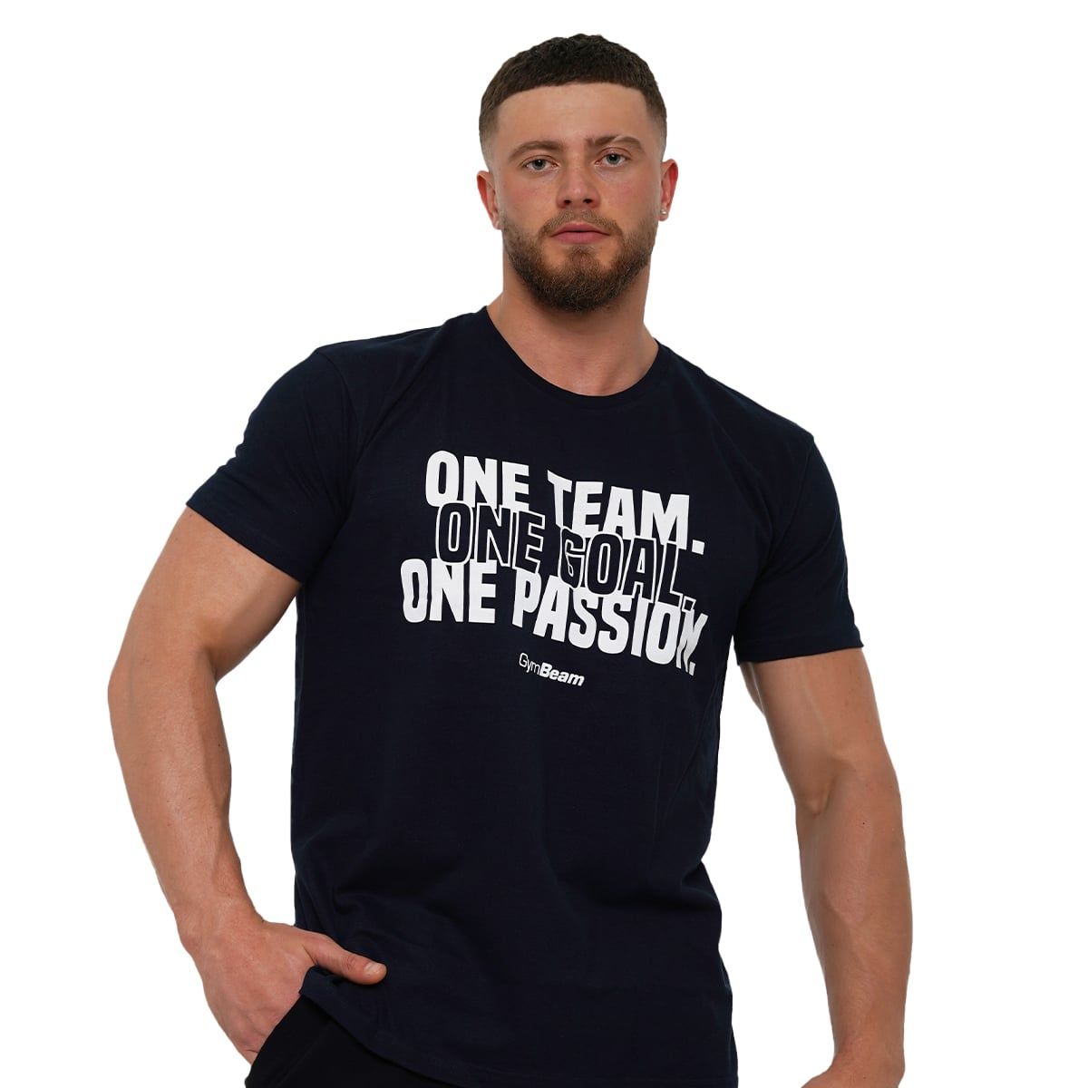 GymBeam T-Shirt Herren Regular Kurzarm One Team Navy 1 St