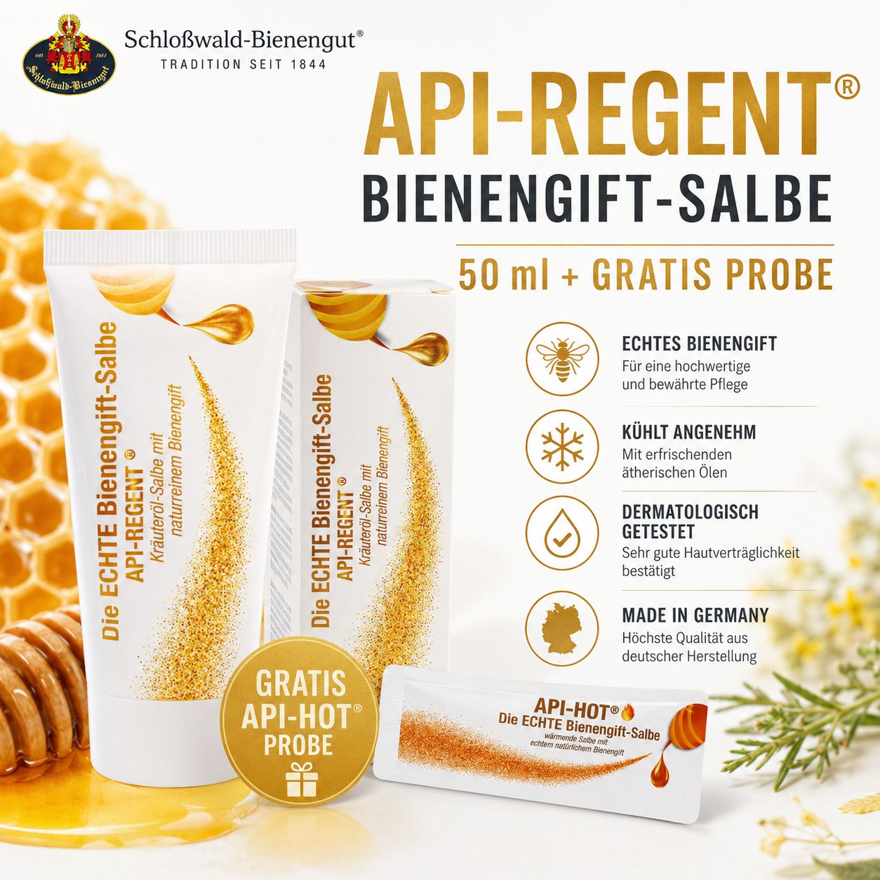 Schloßwald-Bienengut Api-Regent Bienengift-Salbe + Gratis Probe * Aktions SET 50 ml Salbe
