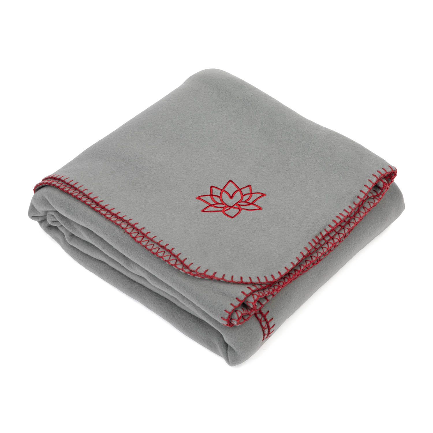 Yogadecke Asana Blanket, Fleece, GRAU mit farbigem Saum