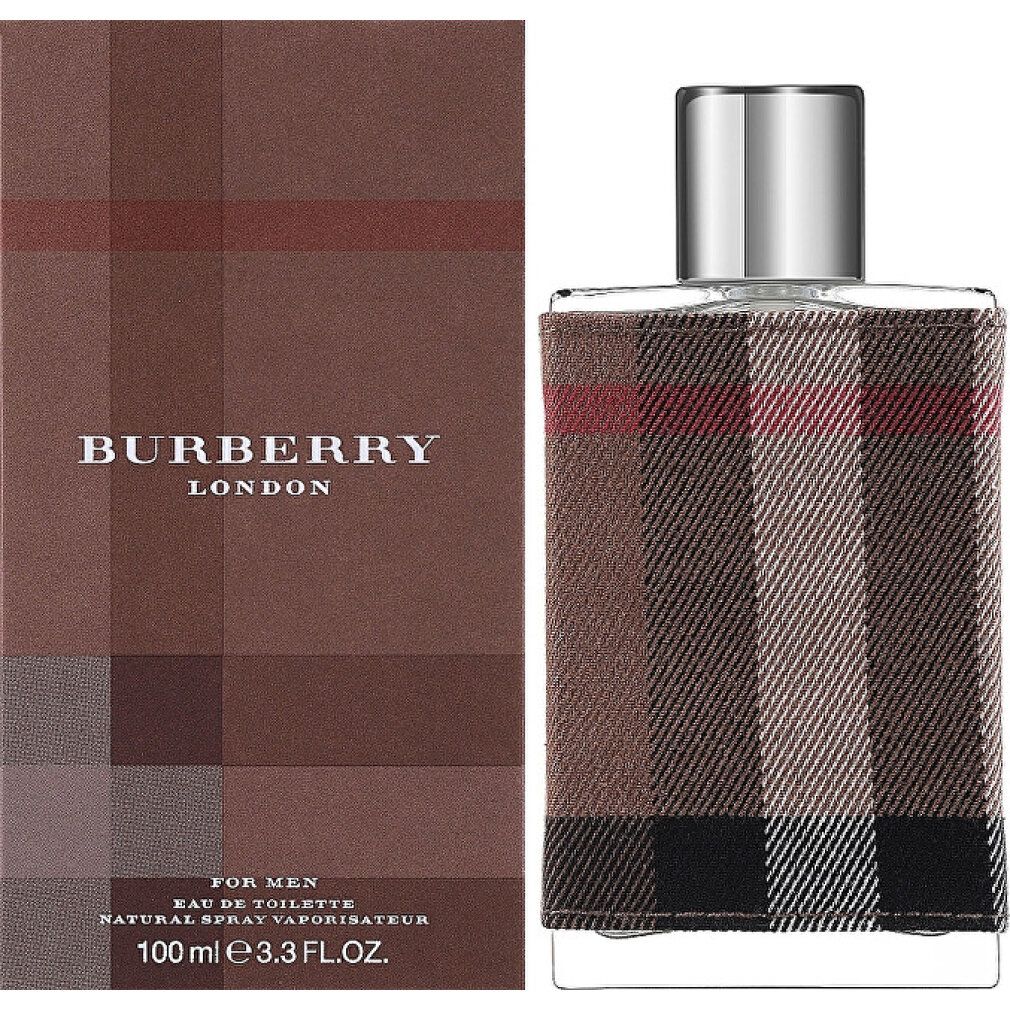 Flakon und Schachtel. Flakon mit kariertem Stoffbezug. Schachtel mit Burberry-Logo.