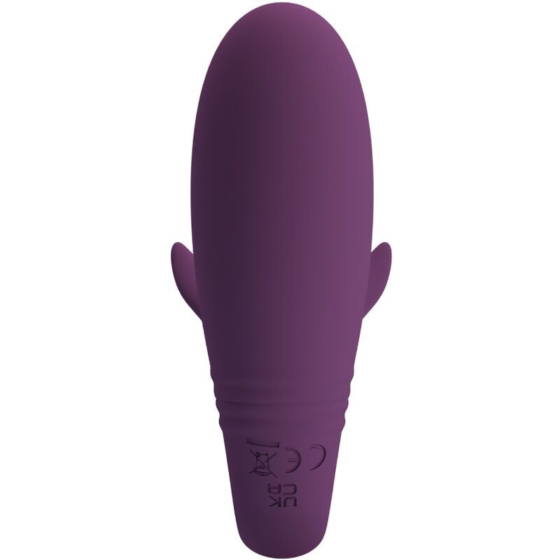 Lila Vibrator mit geriffelter Oberfläche und CE-Kennzeichnung. UK CA-Kennzeichnung.