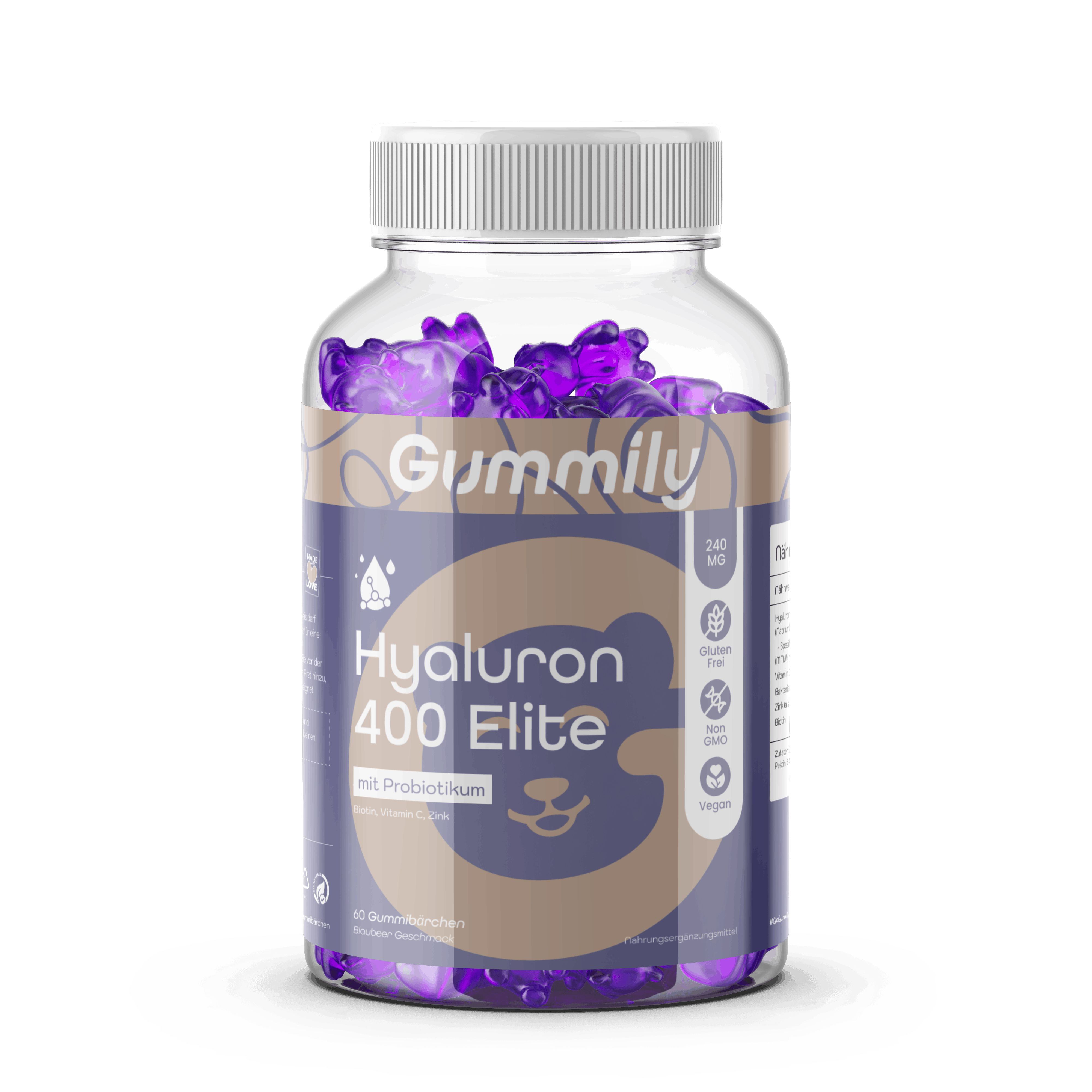 Gummily® Elite Hyaluron Gummies hyaluronsäure Glow Beauty - Kapseln alternativ 60 St Gummibärchen