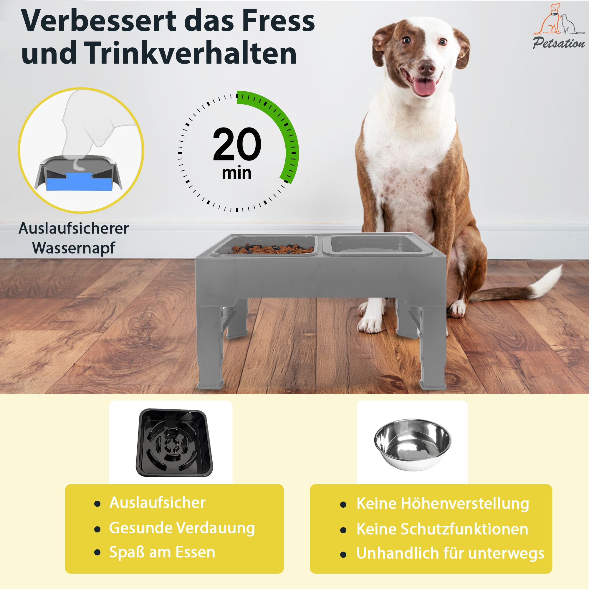 PETSATION erhöhter Hundenapf AntiSchling (Hunde)