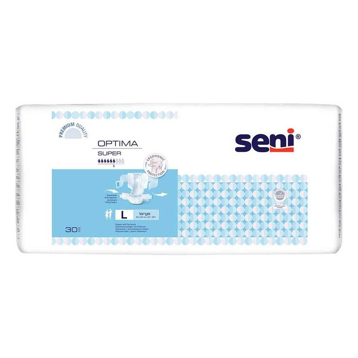 Seni Optima Super Vorlage, Größe L, 30 Stück. Premium Qualität und ergonomischer Hüftbund.