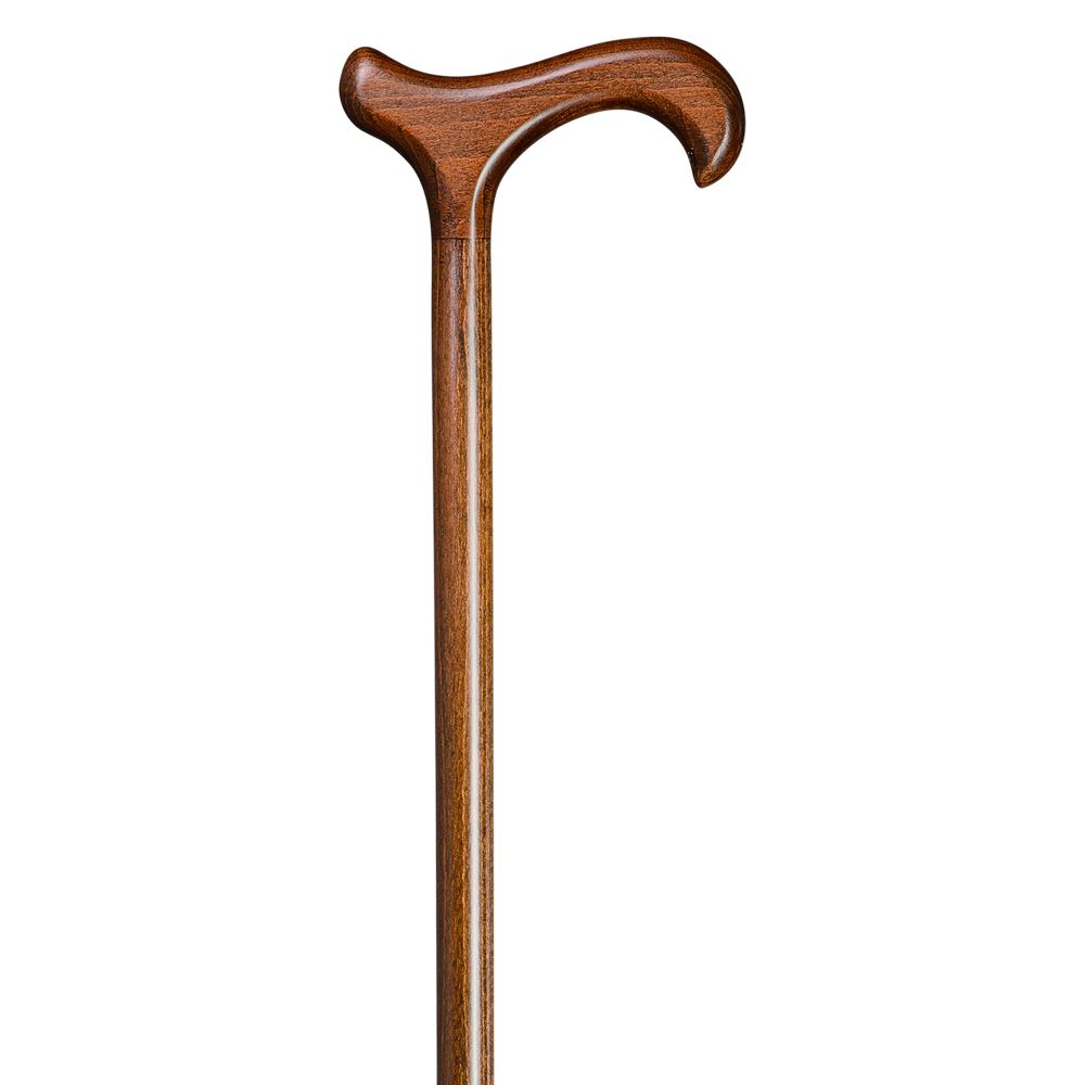 Gehstock mit Derbygriff. Brauner Griff und Schaft aus Holz.