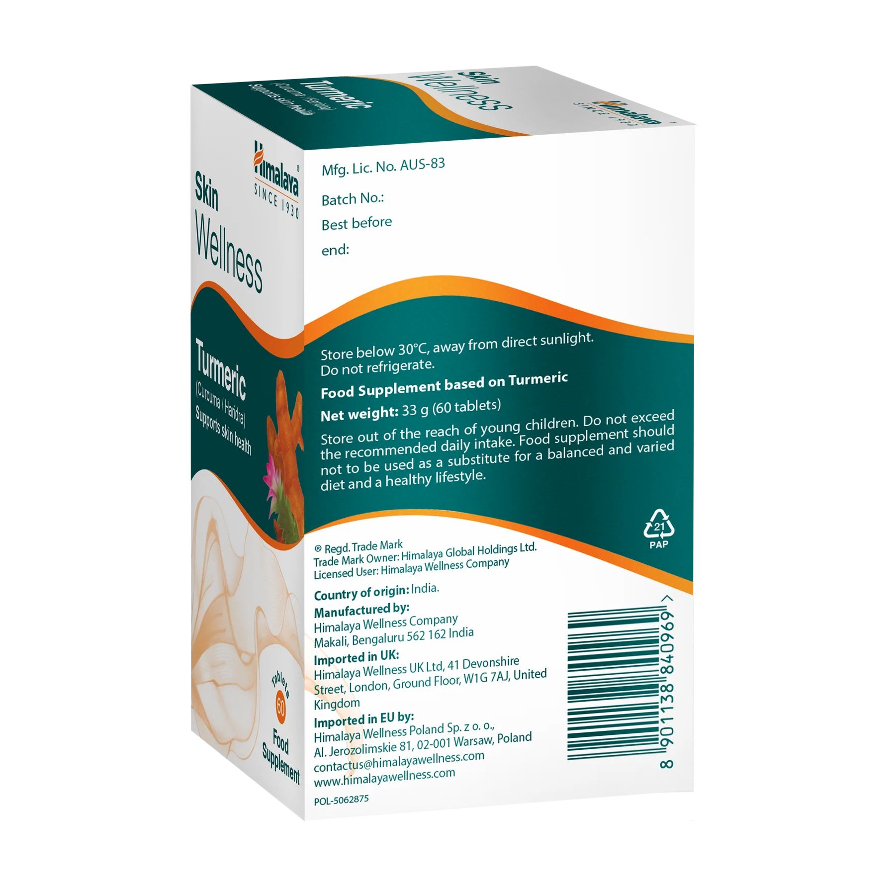 Himalaya Skin Wellness Kurkuma - 60 Tabletten