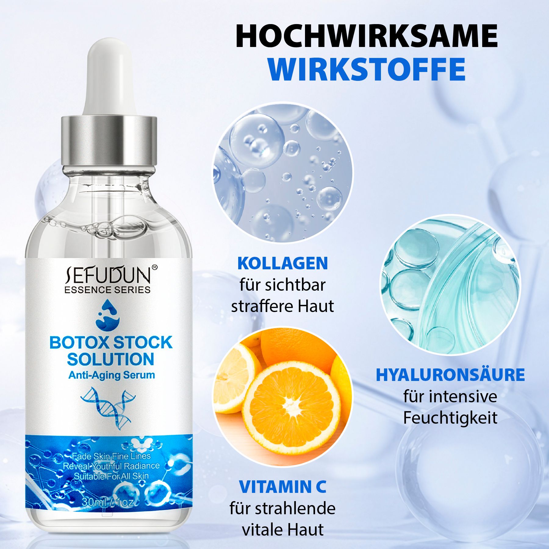 Flasche mit Pipette, Sefudun Essence Series Botox Stock Solution Anti-Aging Serum.