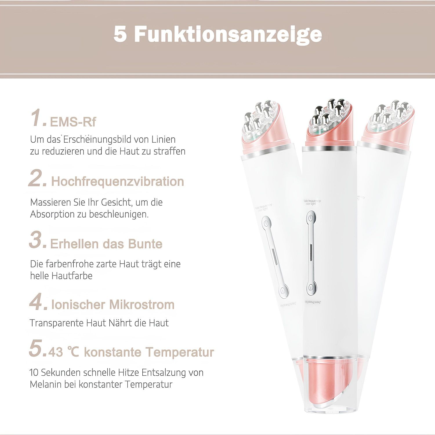 Anti Aging Augenmassagegerät  RF EMS, Wärme, Vibration, Ionenmikrostrom, Faltenreduktion
