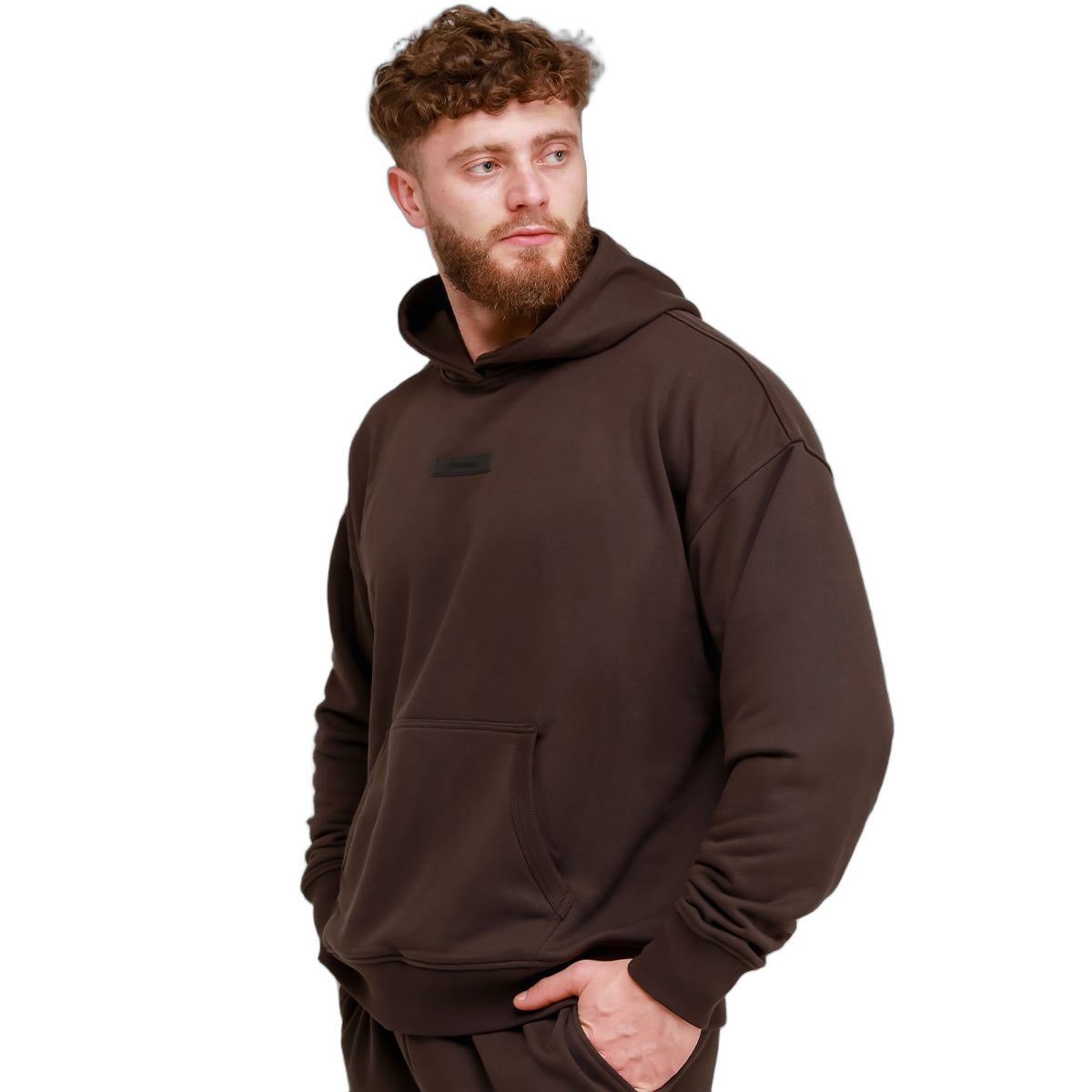 GymBeam Hoodie Herren Oversized mit Kapuze und Kängurutasche in Braun 1 St
