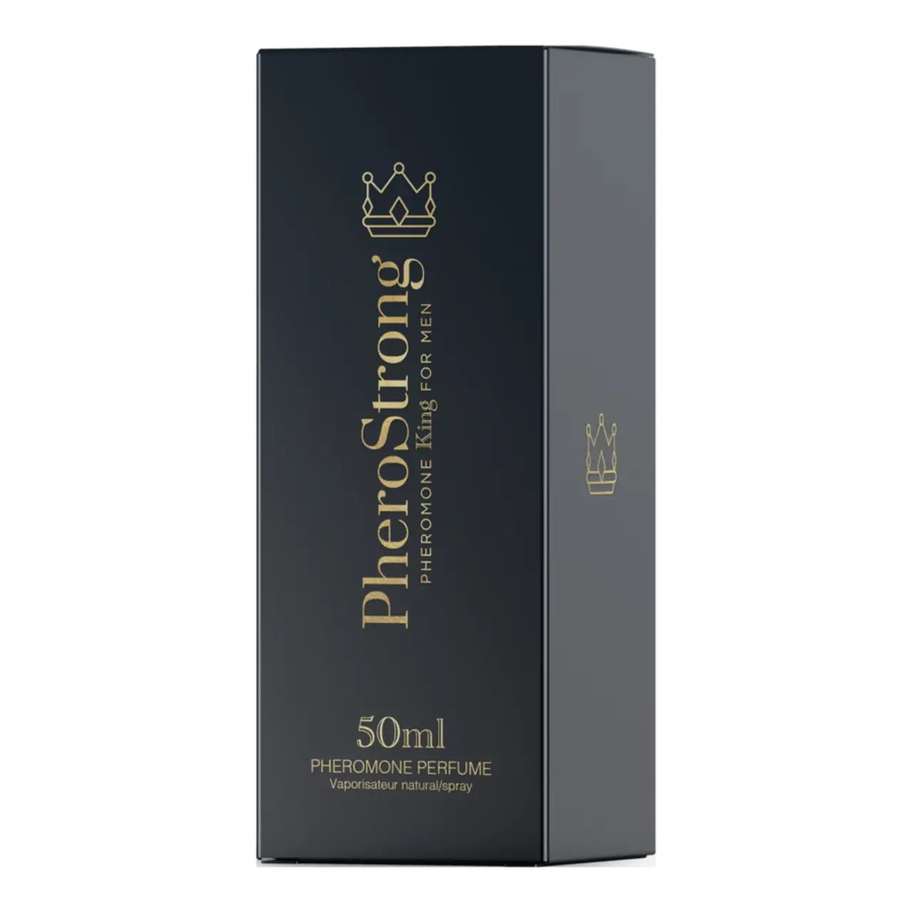 Dunkelblaue Verpackung mit goldenem Logo und Schriftzug. Rechteckige Form. Enthält Produktinformationen.