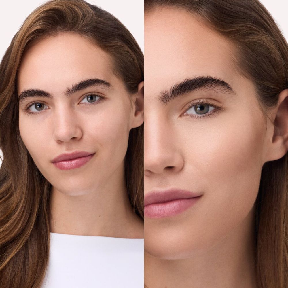 Vergleich zweier Gesichter: links ungeschminkt, rechts mit Kontur Make-up.