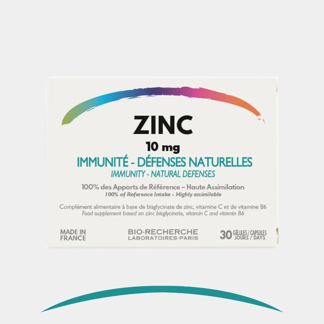 Packung mit Zink 10 mg Kapseln für Immunität und natürliche Abwehrkräfte.