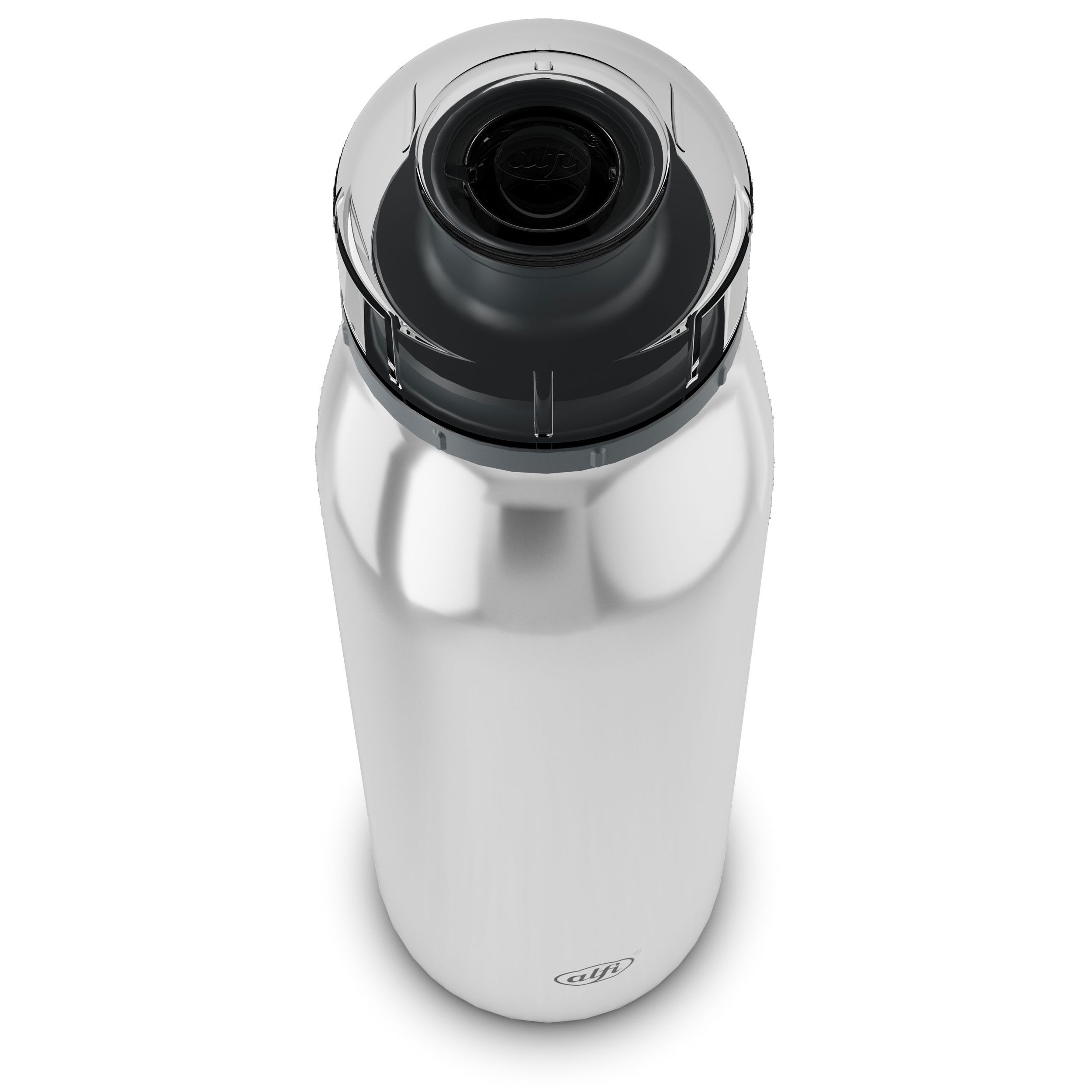 Oberansicht der ALFI Iso Bottle 0,5l, Edelstahl, mit aufgesetztem Verschluss.
