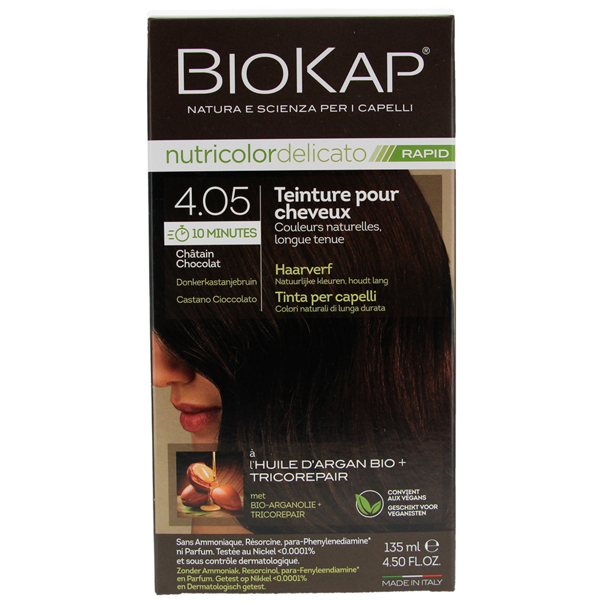 Biokap Nutricolor Delicato Rapid Haarfärbemittel (Haarfärbung : Kastanienbraun) 9x6,3x17 cm