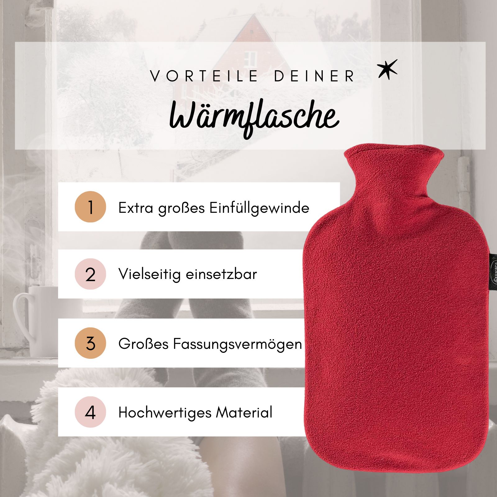 Fashy Wärmflasche mit Fleecebezug 2,0 l