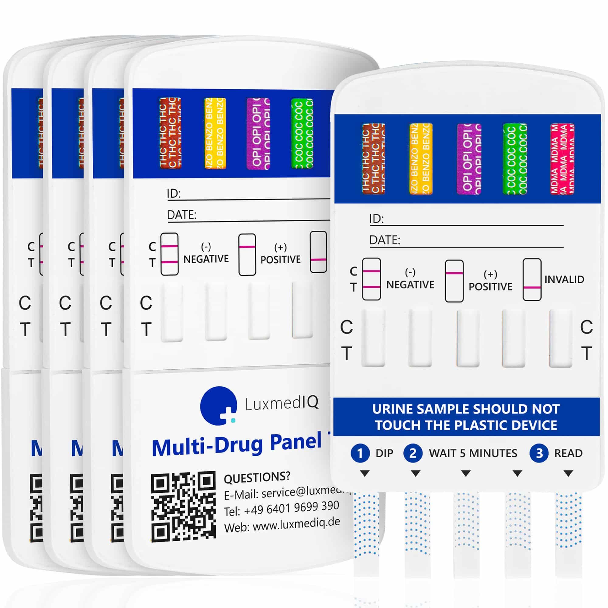 LuxmedIQ Drogenschnelltest für 10 Drogenarten - Urin Drogentest Multi 10 -  Testkassette 5 St - SHOP APOTHEKE