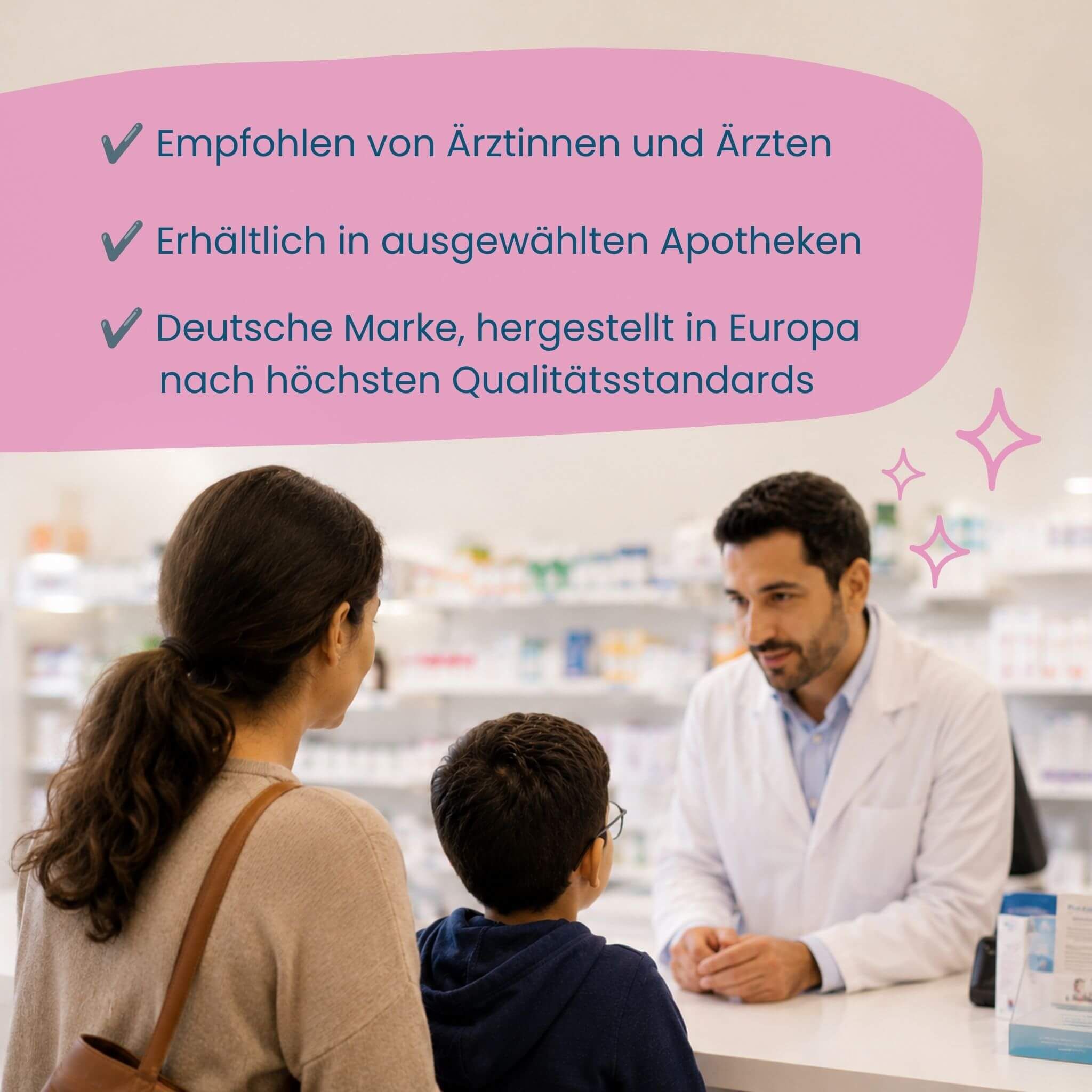 Beratung in einer Apotheke über Herby Family Mister Big Sirup.