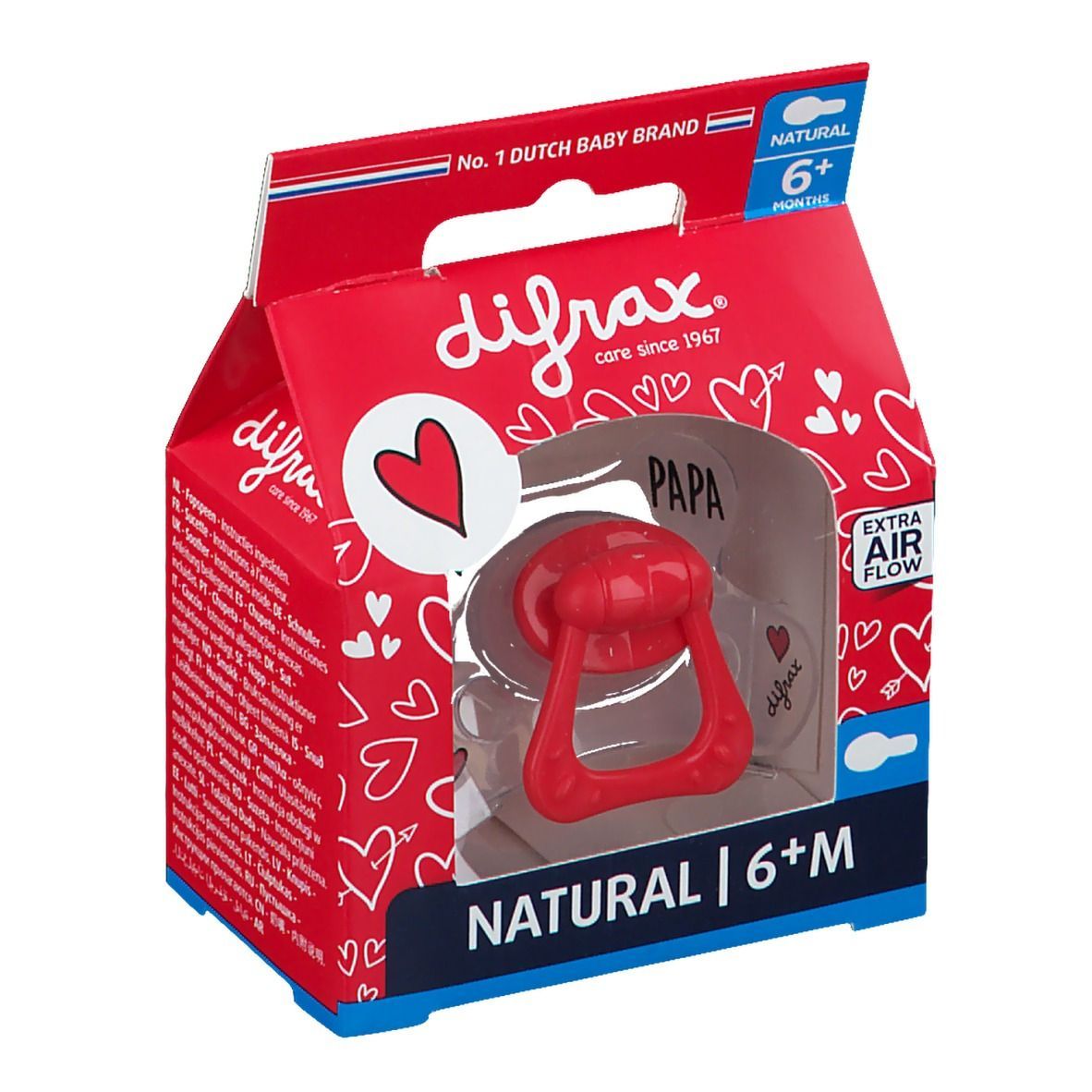Difrax® Sucette Natural +6 Mois - I Love (Couleur non sélectionnable)