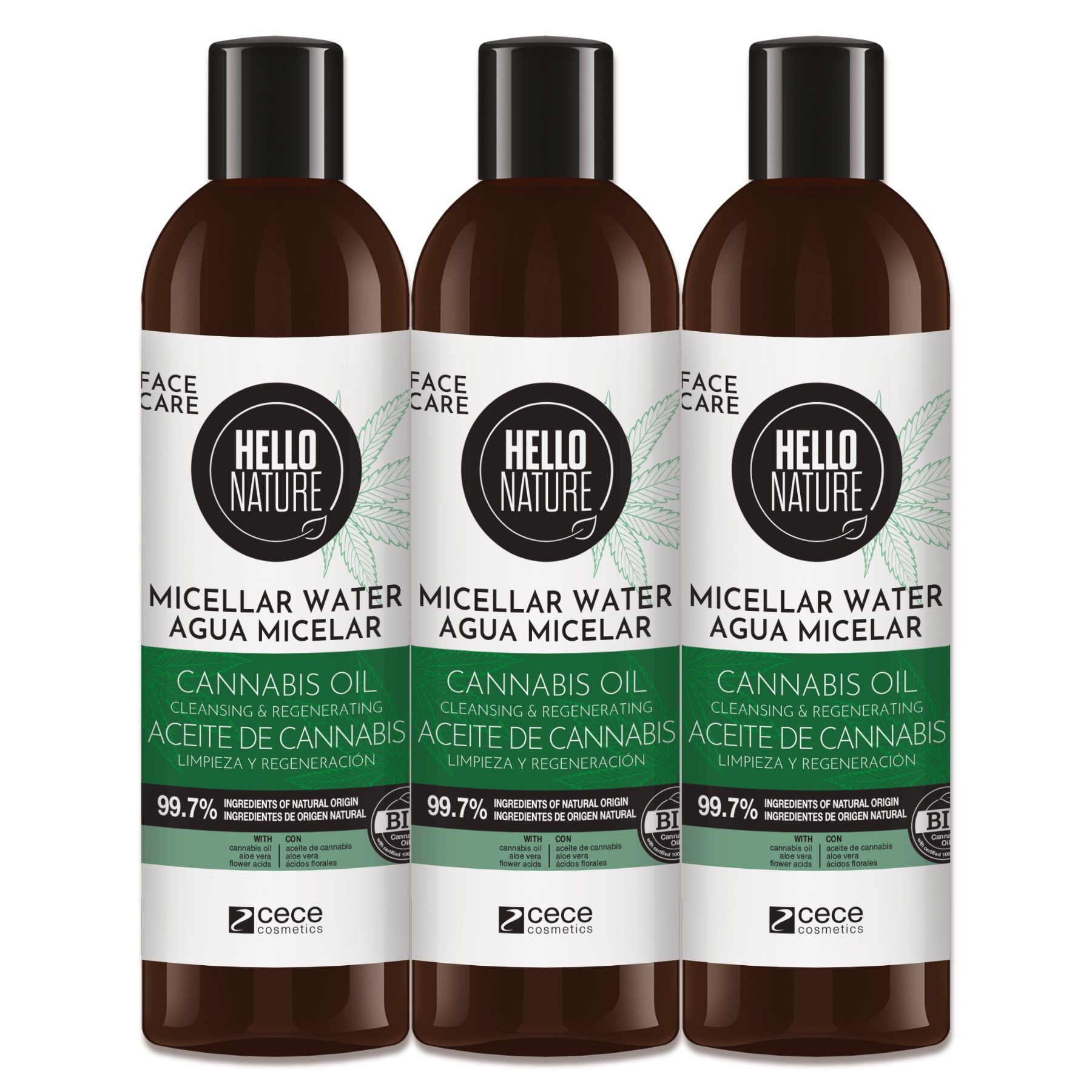 Hello Nature Make-up-Entferner Mizellenwasser  Cleanser Hanföl für Gesichtsreinigung