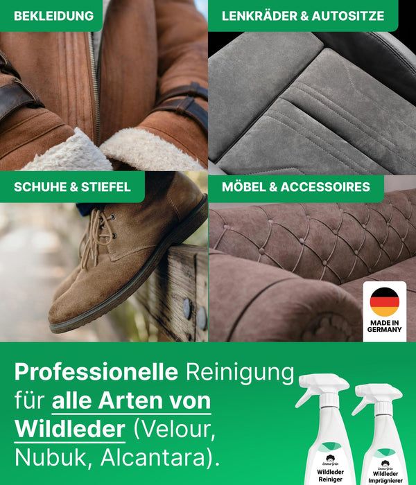 Emma Grün® Wildleder reinigen Set mit Reiniger & Imprägnierer
