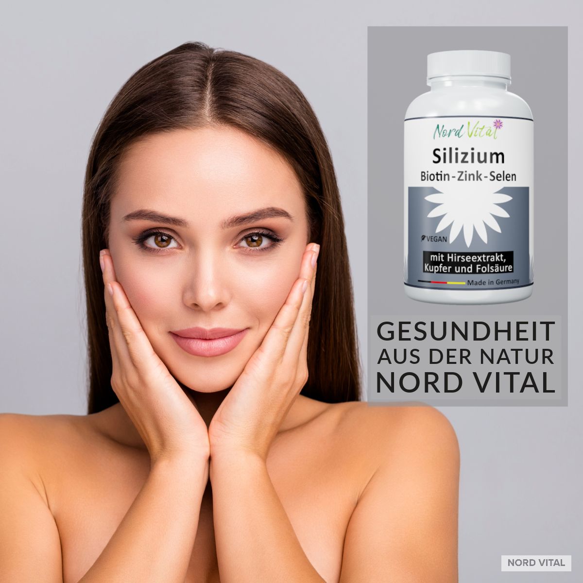 Nord Vital Silizium aus Bambus-Extrakt, Hirse-Extrakt, Biotin, Zink, Selen, Kupfer, und Folsäure