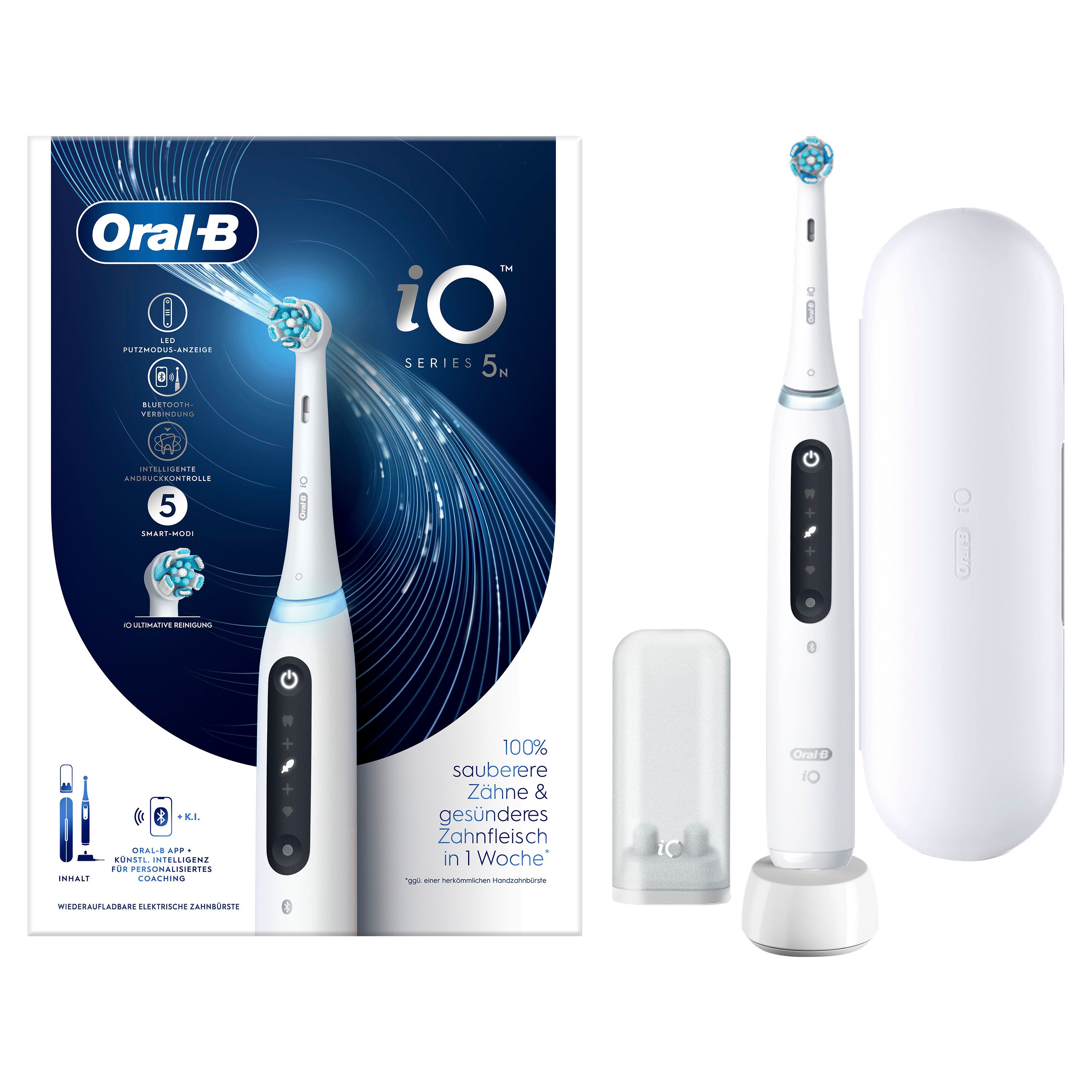Oral-B - Elektrische Zahnbürste "iO Series 5 + Reiseetui" in Quite White