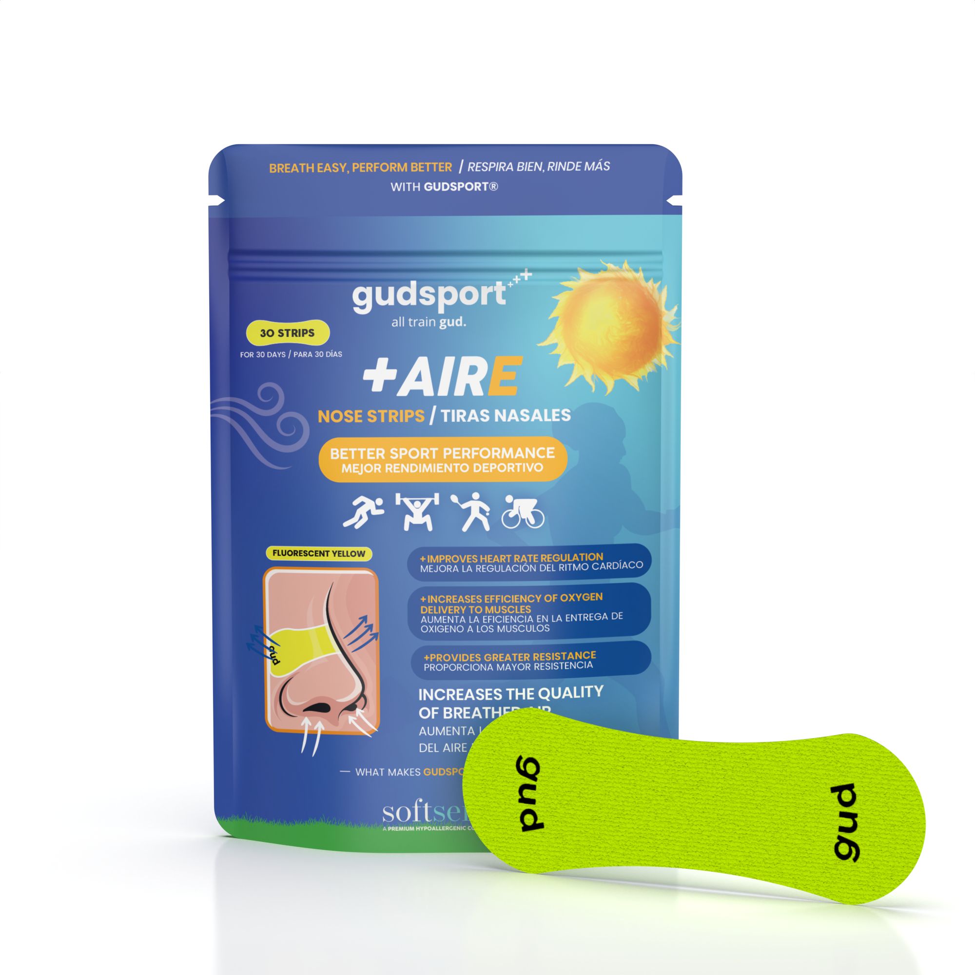 gudsport® Nasenpflaster Sport, Monatspackung gelb 30 St Pflaster