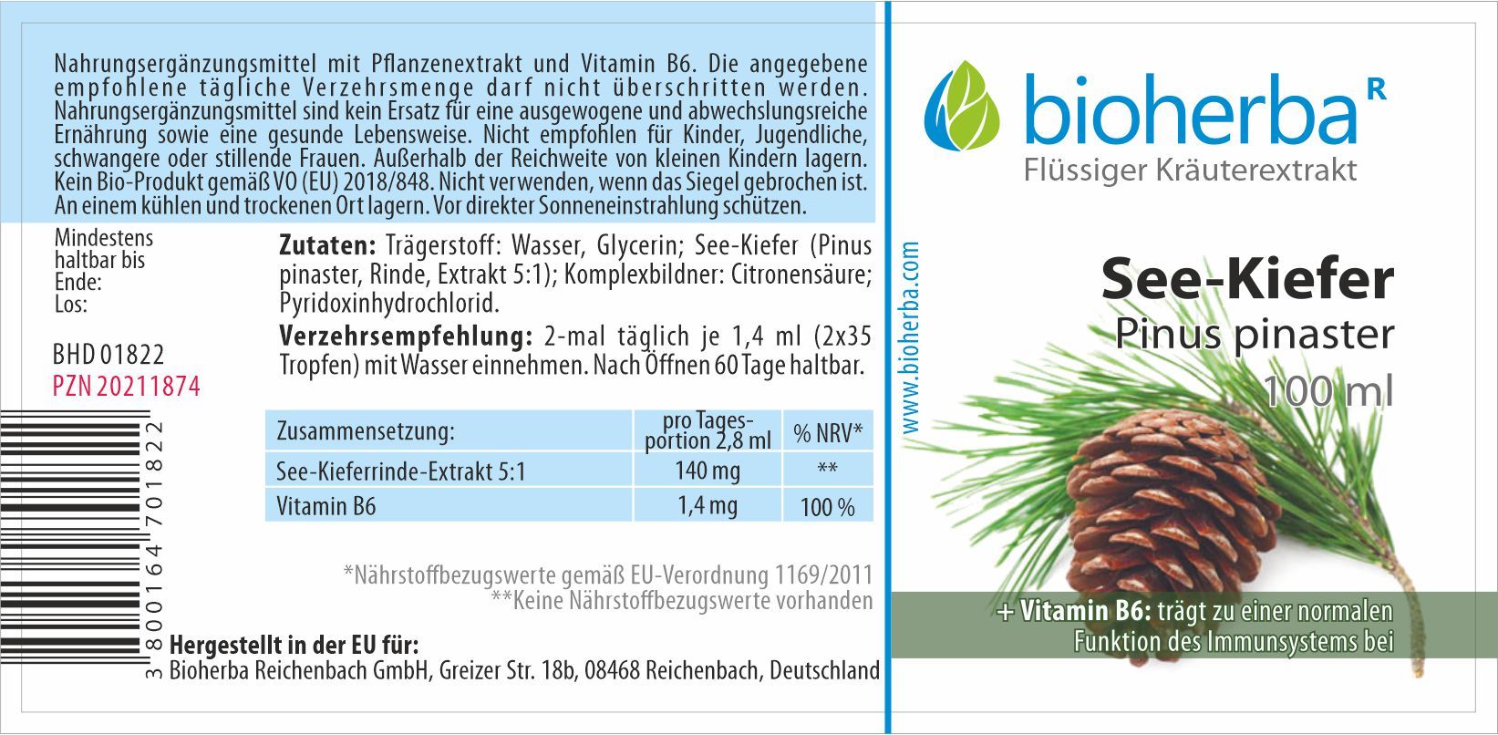 Bioherba See-Kiefer Pinus pinaster Tropfen Tinktur