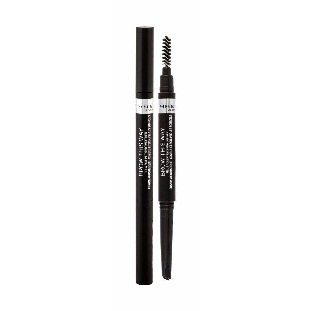 Doppelstift. Rimmel London Brow This Way Fill And Sculp Eyebrow Definer. Bürste und Stift. Schwarze Farbe.