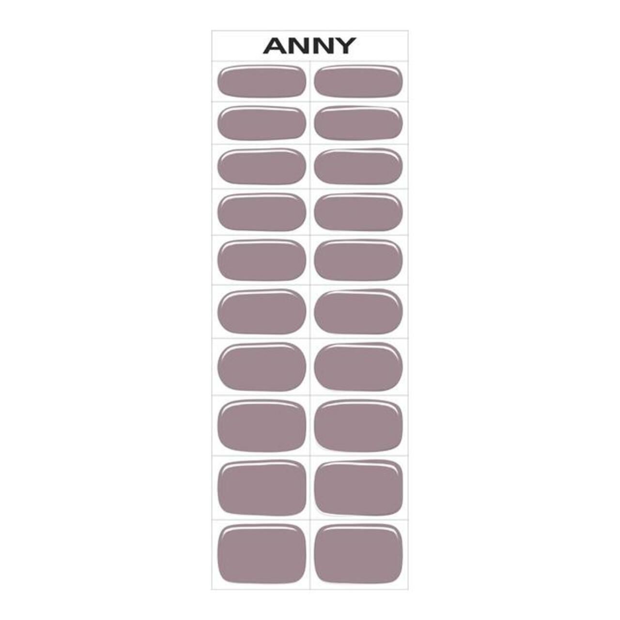 ANNY Gel Nail Strips. 20 ovale Nagelstreifen in Dusty Rose. Auf weißem Hintergrund.