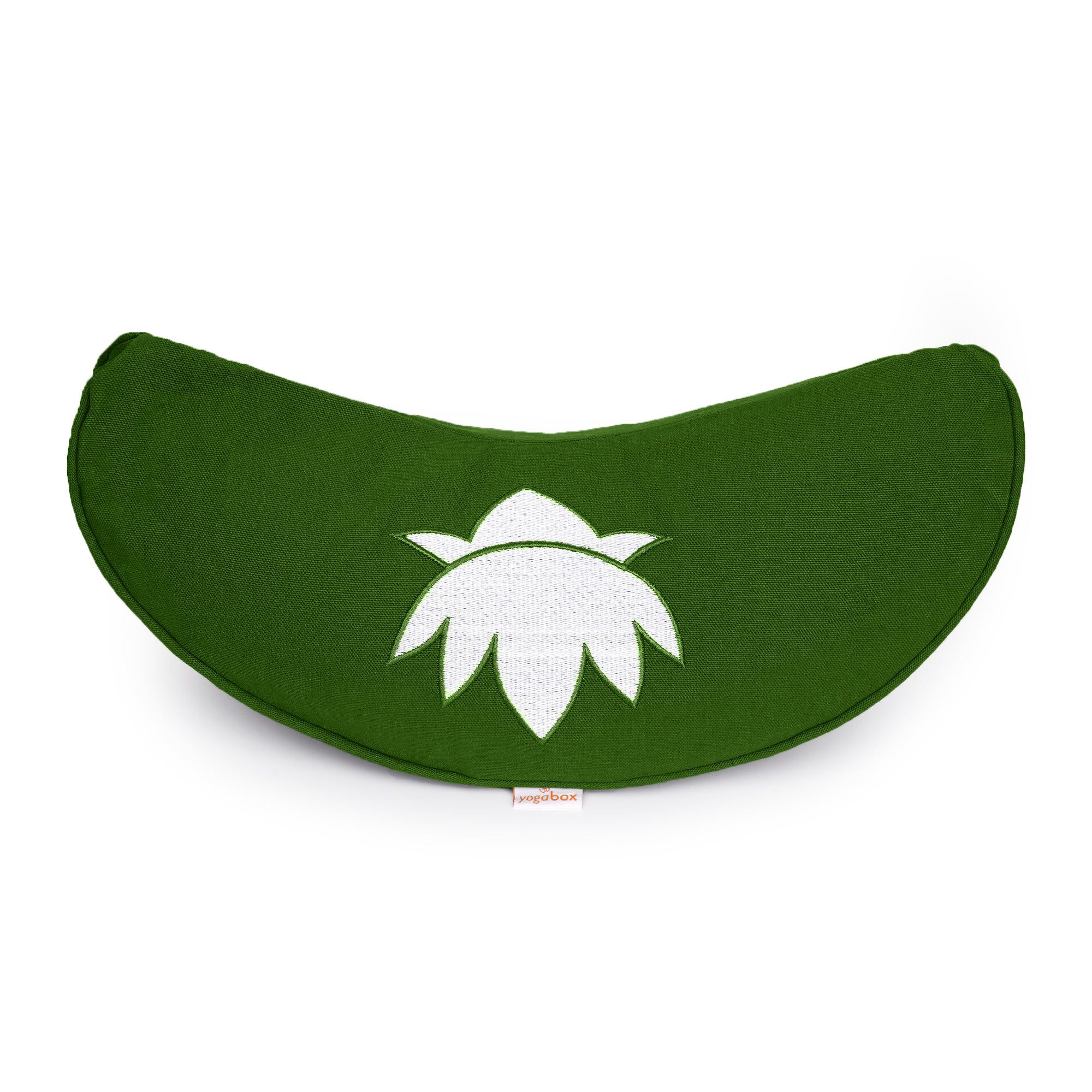 yogabox Yogakissen Halbmond BASIC Lotus Stick weiß - olivgrün - 40 x 17 x 12,0 cm
