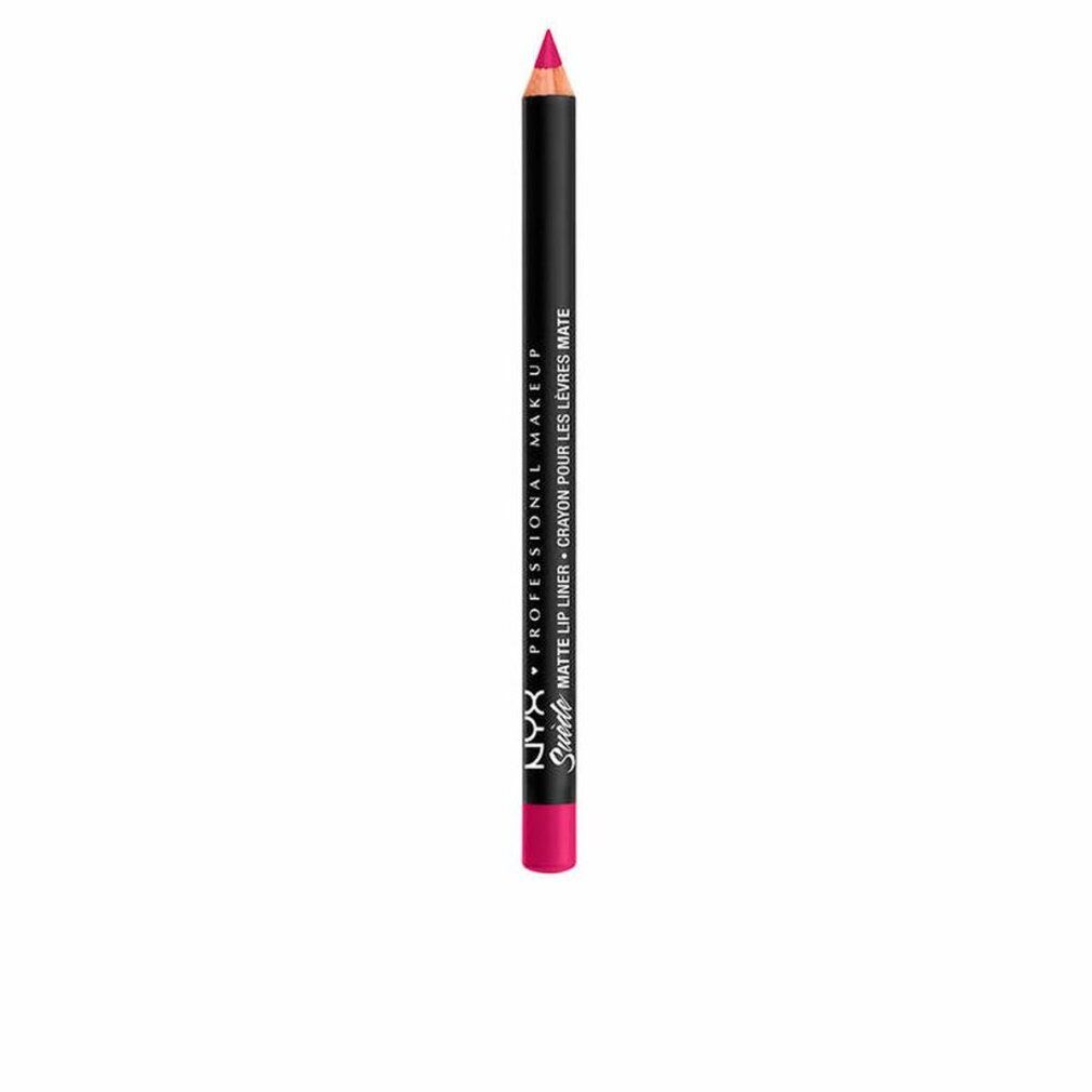 NYX Suede Matte Lip Liner in einer leuchtenden Pink-Farbe. Gerader Stift auf weißem Hintergrund.