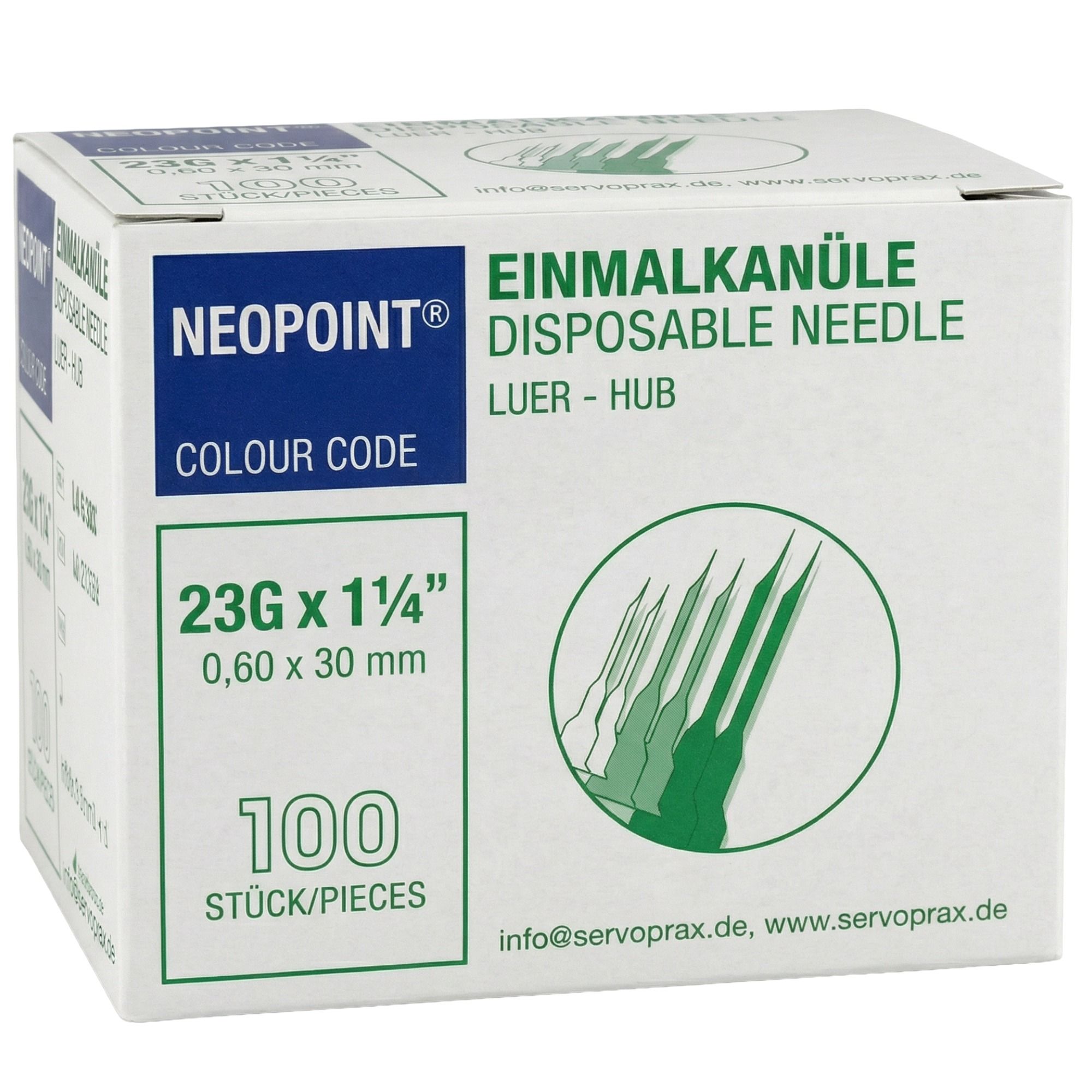 Einmalkanüle Neopoint 23 Gx1 1/4 0,6x30 mm ster. 100 St Kanüle