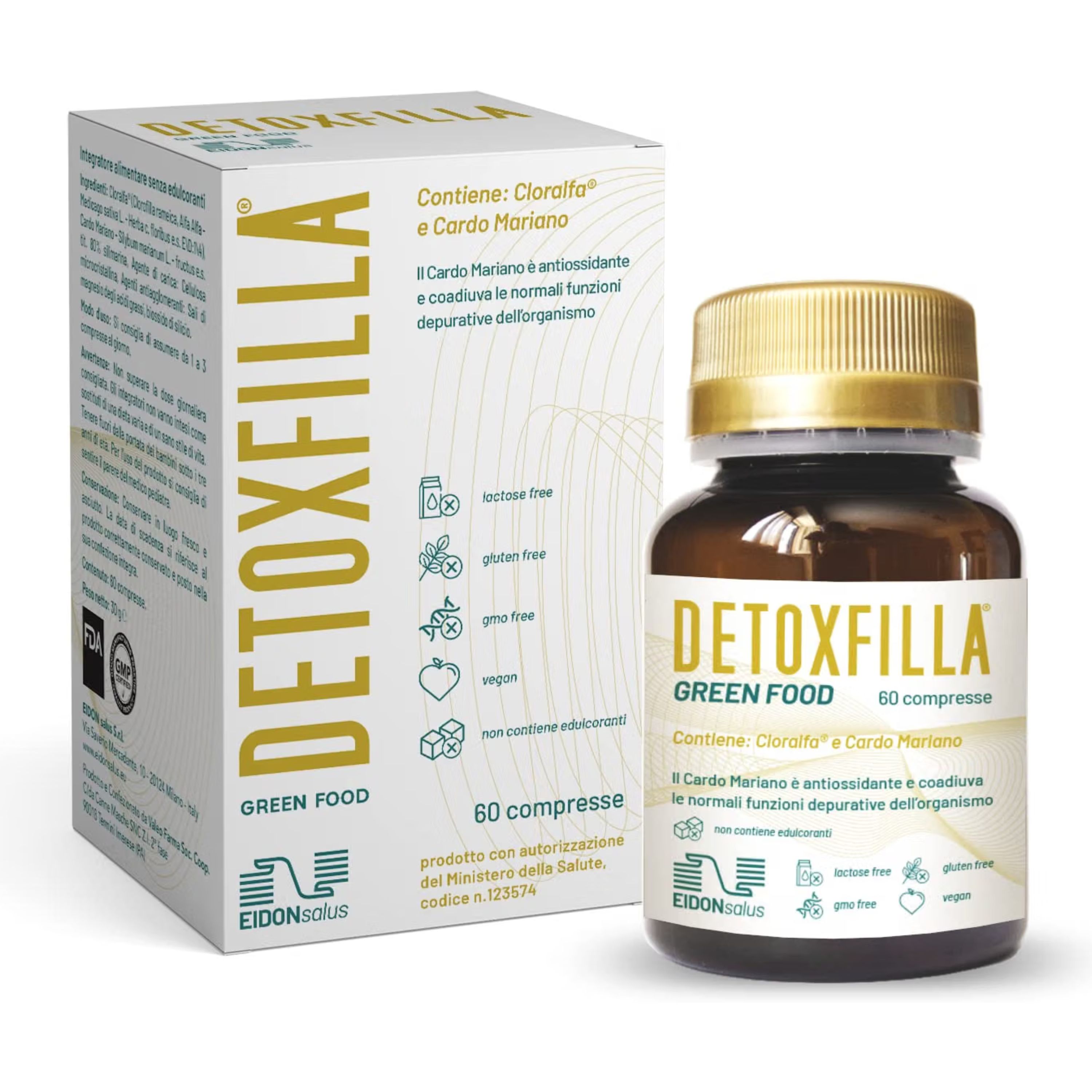 DETOXFILLA Integratore Depurativo con Cloralfa, Clorofilla, Cardo Mariano- EIDON salus