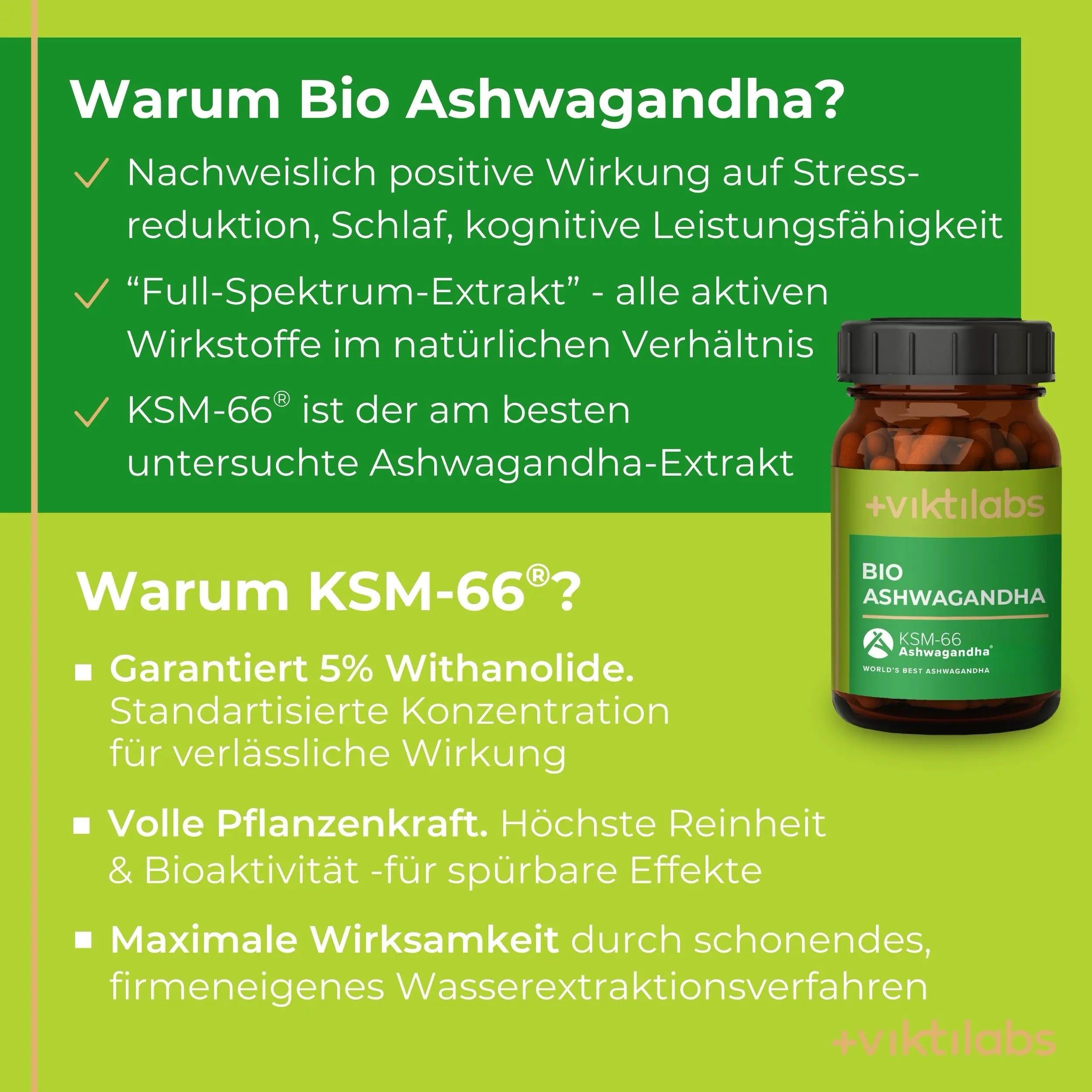Viktilabs Bio Ashwagandha: Hochwertiger Wurzelextrakt mit Withanoliden (KSM-66®)