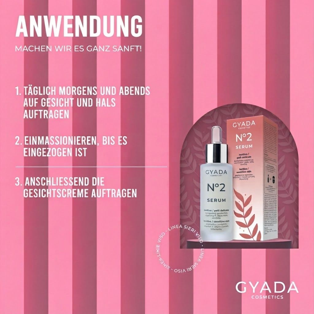 Gyada Cosmetics Serum N°2 beruhigend für empfindliche Haut. Mit schützendem Komplex, Vitamin F, Johannisbeere, Heidelbeere.
