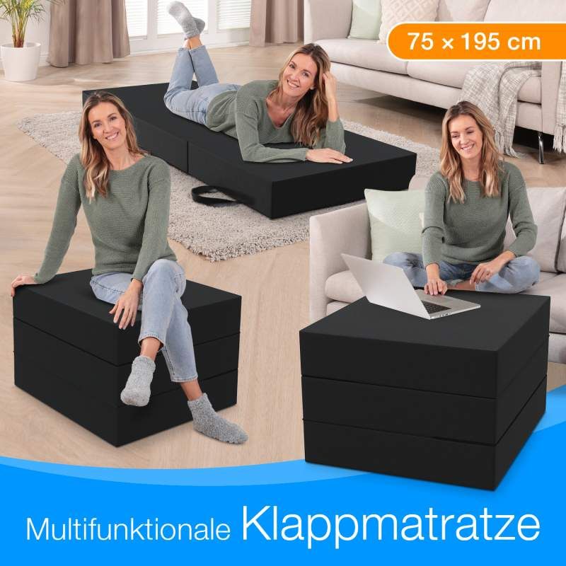 ELONEO Klappmatratze 15 cm dick, versch. Größen & Farben, atmungsaktiv, pflegeleicht