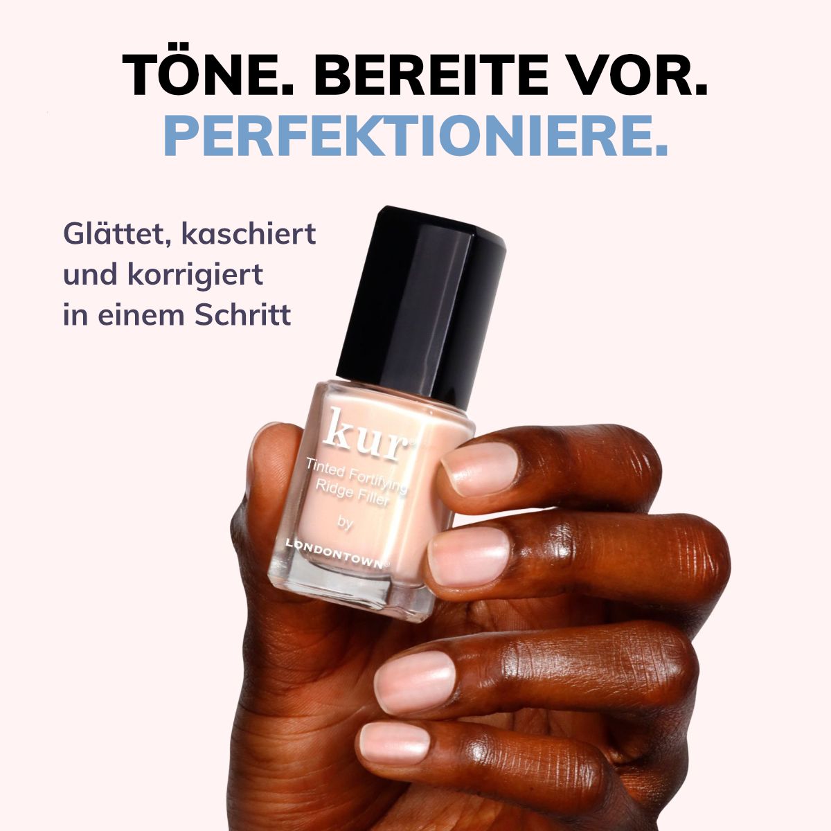 LONDONTOWN Kur Tinted Fortifying Ridge Filler Glättender getönter Nagellack Apricot Beige
