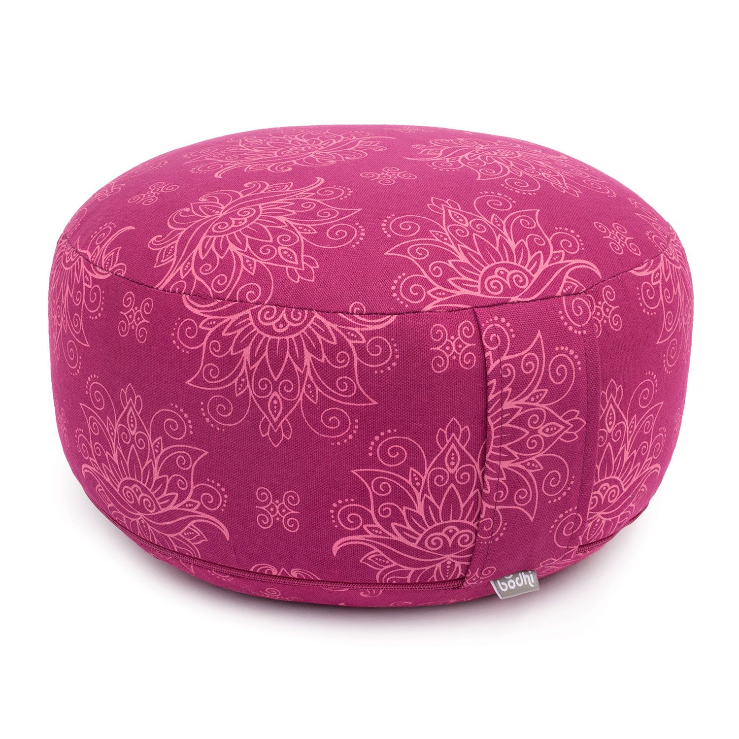 Maharaja Collection: Gemustertes Meditationskissen RONDO "Lotus", berry, KAPOK