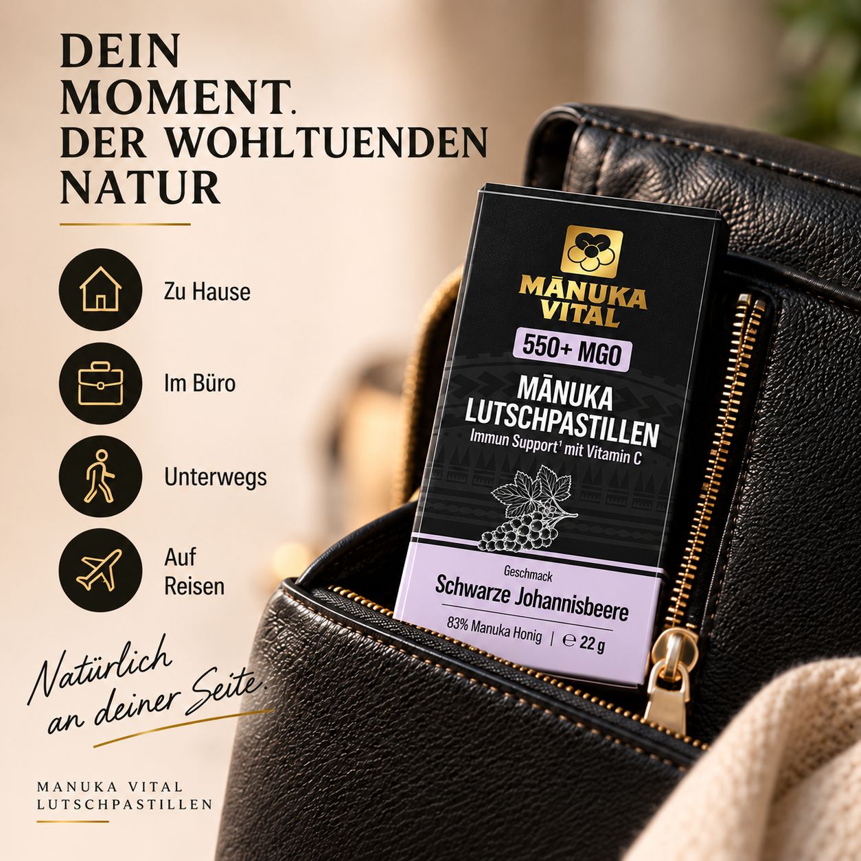 Manuka Vital Manuka Lutschpastillen MGO 550+ mit Schwarzer Johannisbeere & Vitamin C