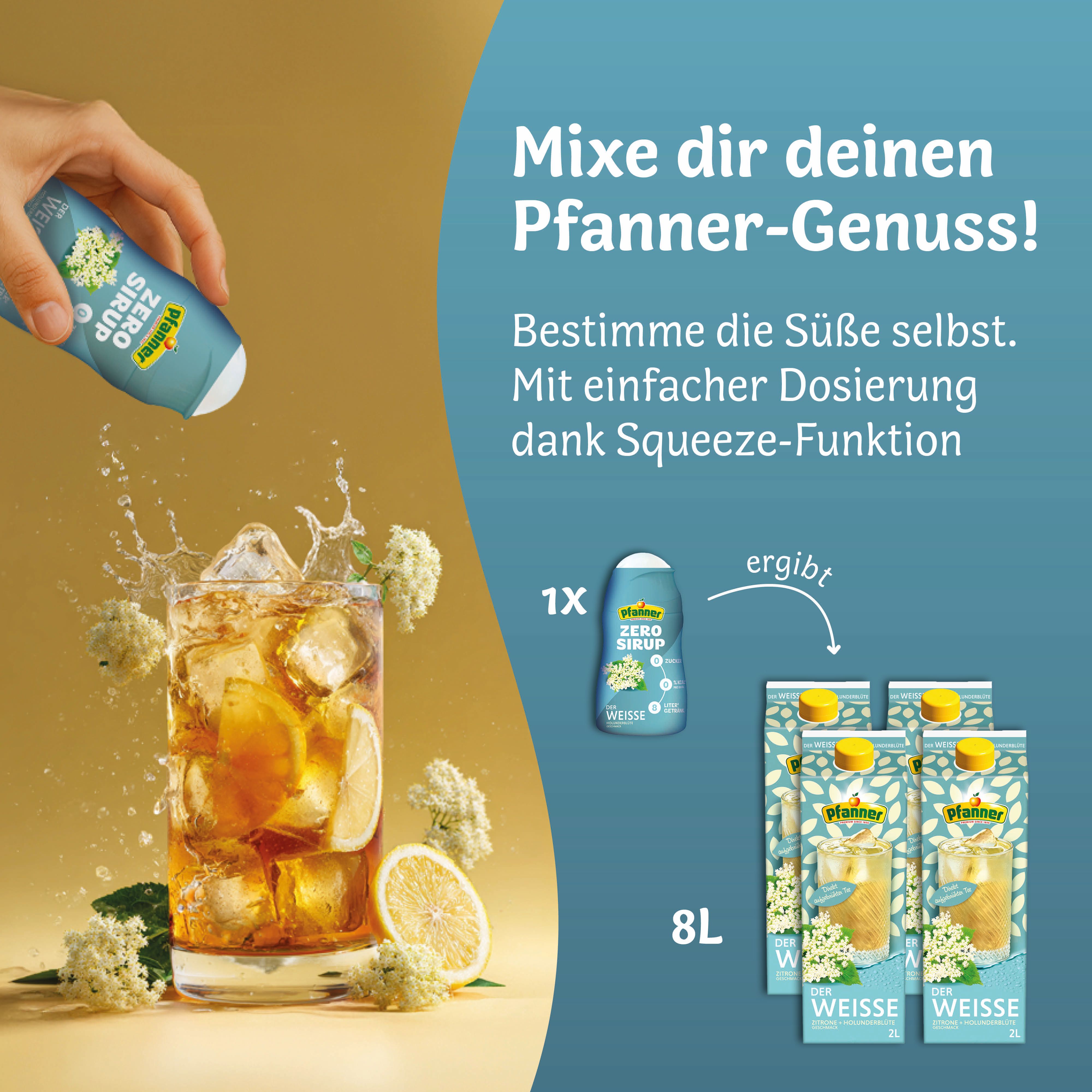 Pfanner Der Weiße Tee Zitrone-Holunderblüte Zero Sirup