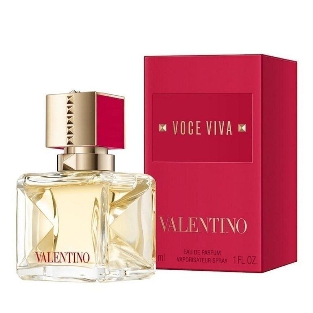 Flakon und rote Verpackung. "Voce Viva" und "Valentino" Schriftzug.