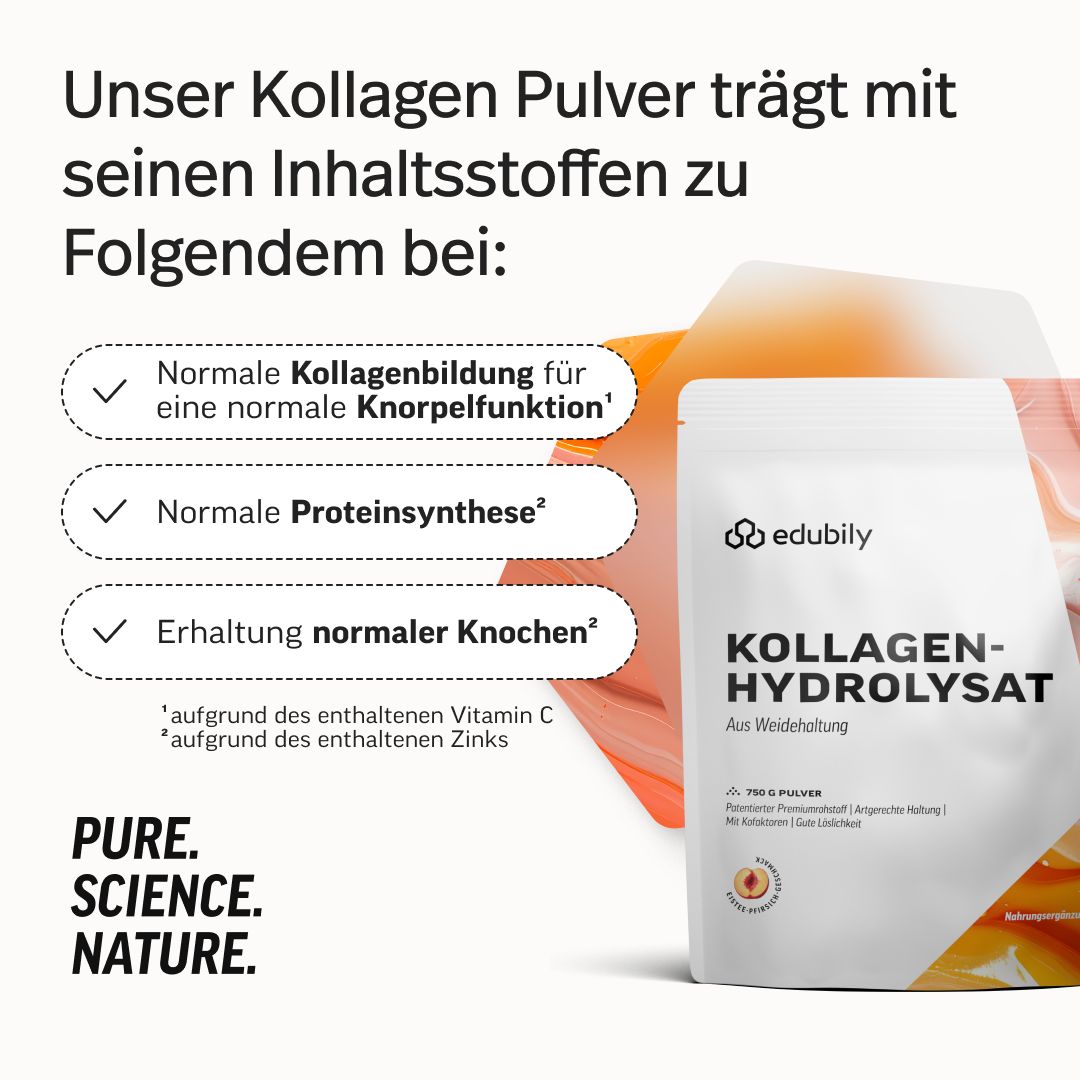 edubily® Kollagen-Hydrolysat Pulver aus Weidehaltung Eistee-Pfirsich